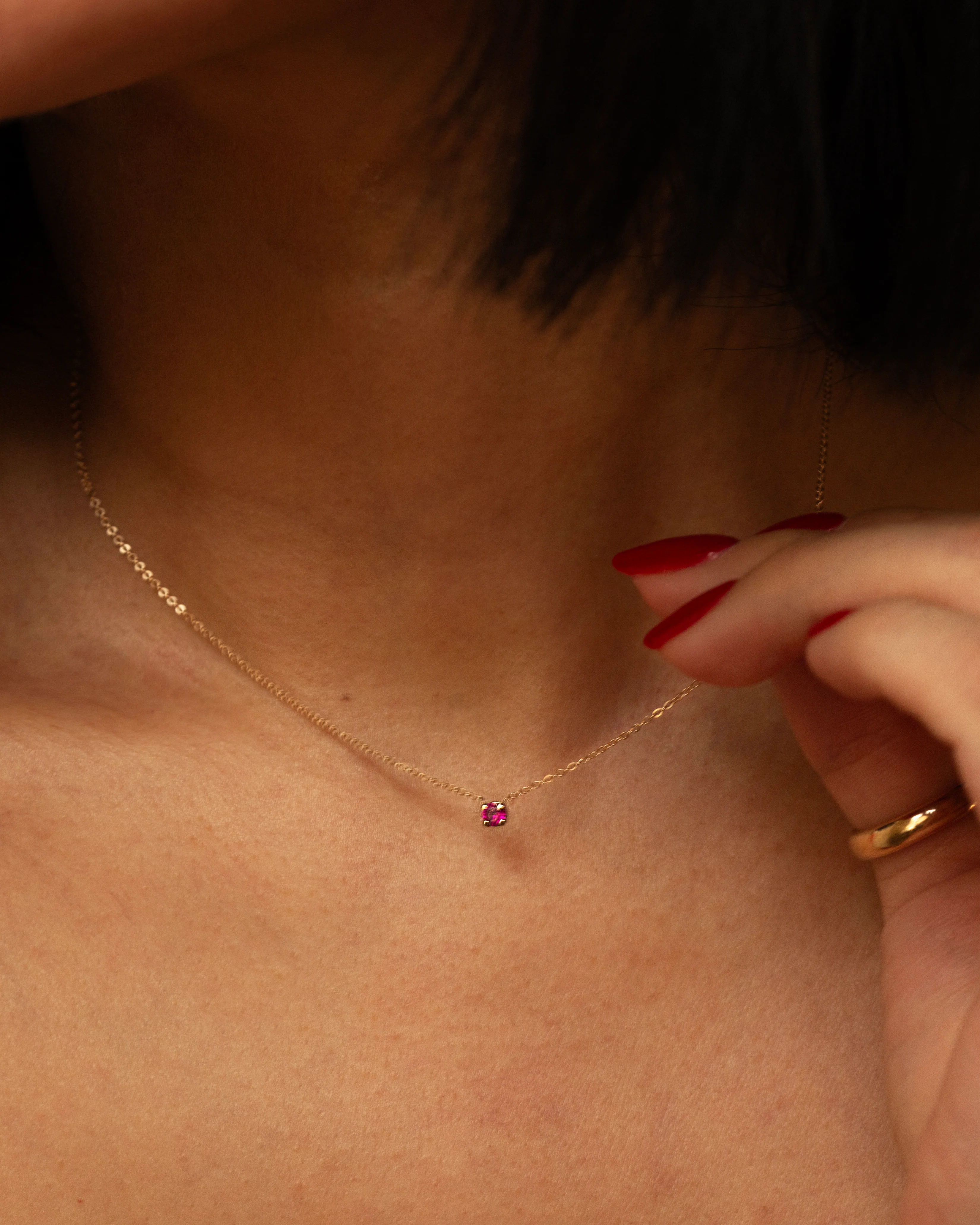 14k Gold Mini Birthstone necklace - Image 4
