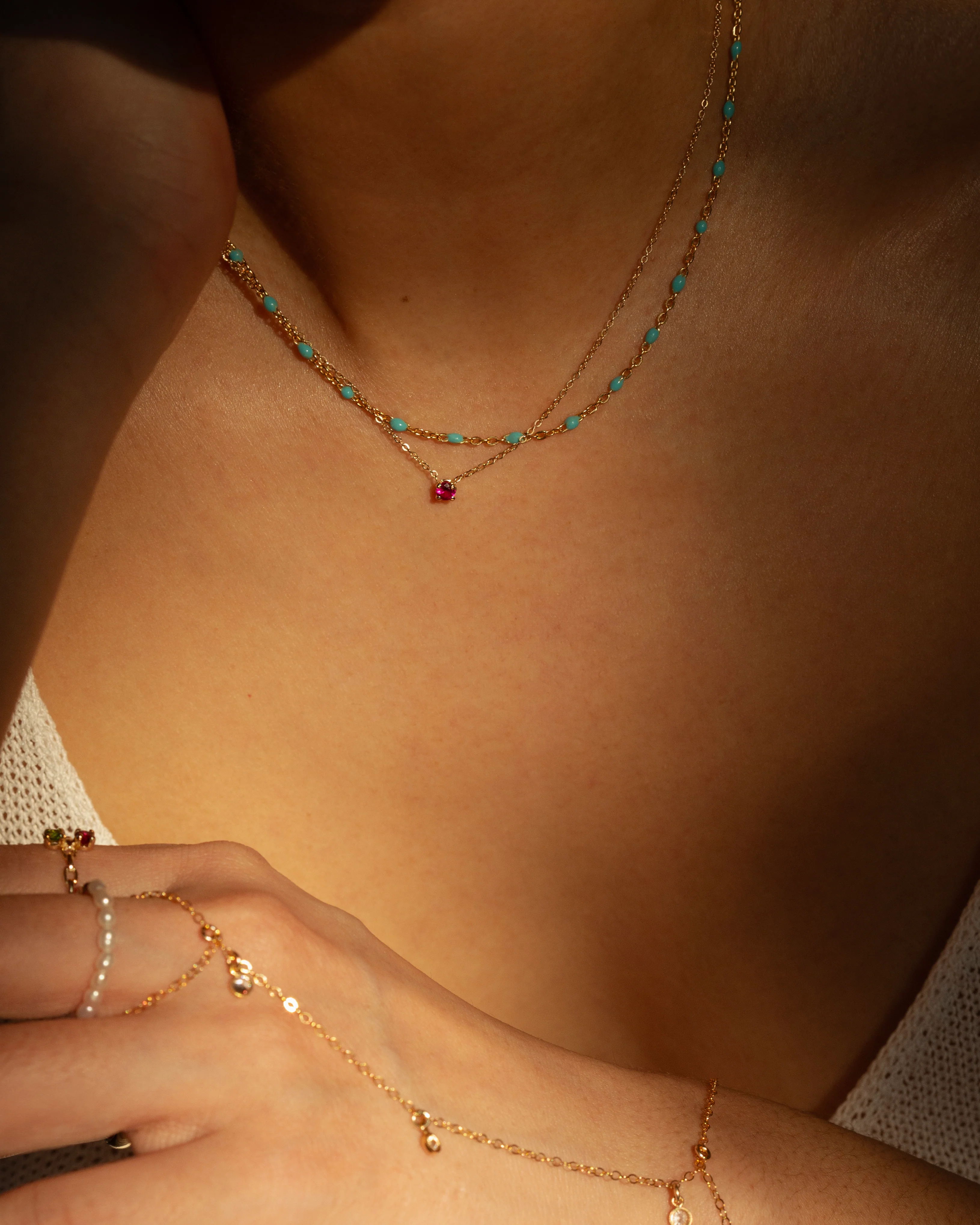 14k Gold Mini Birthstone necklace - Image 5