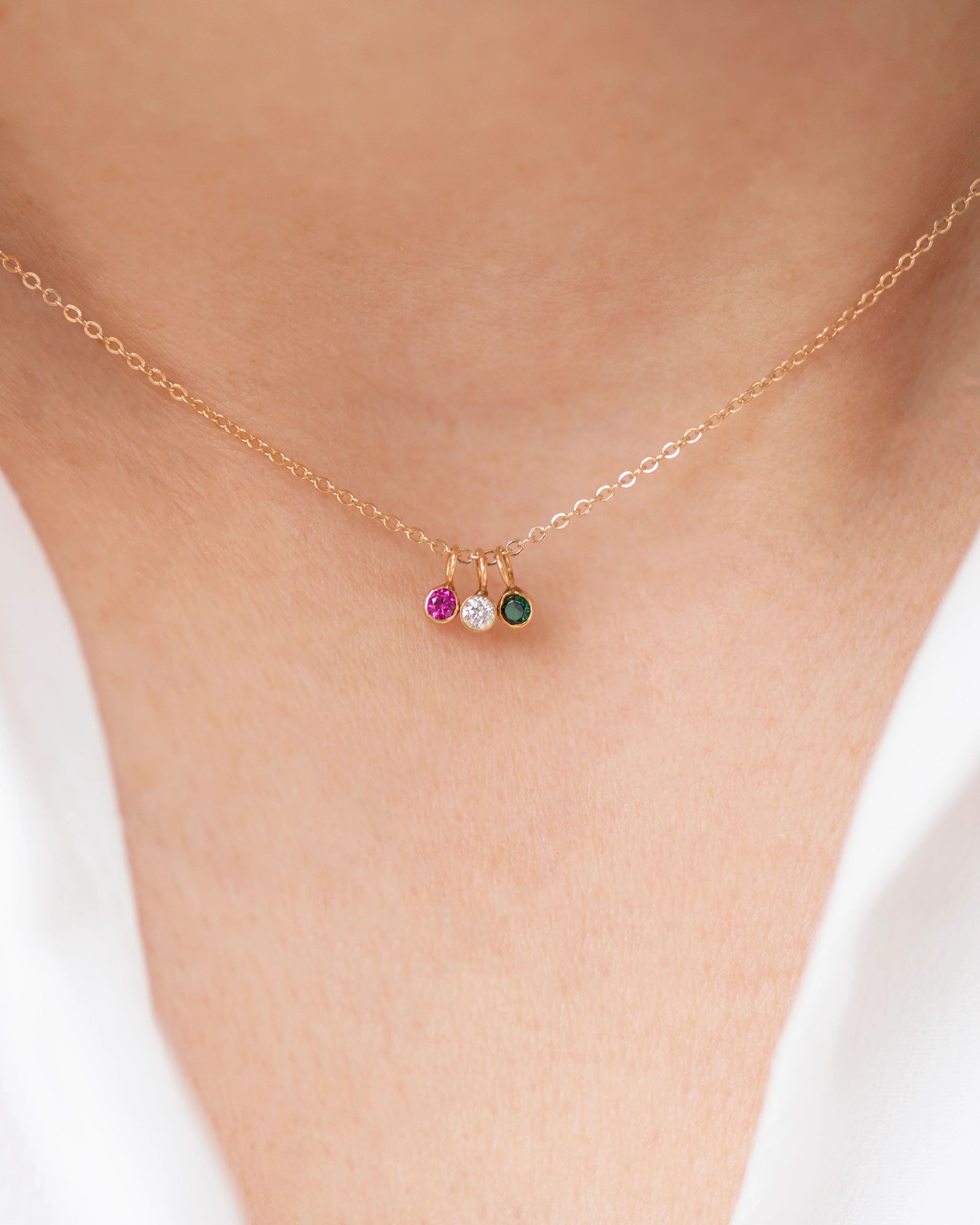 14k Gold Mini Birthstone necklace - Image 3