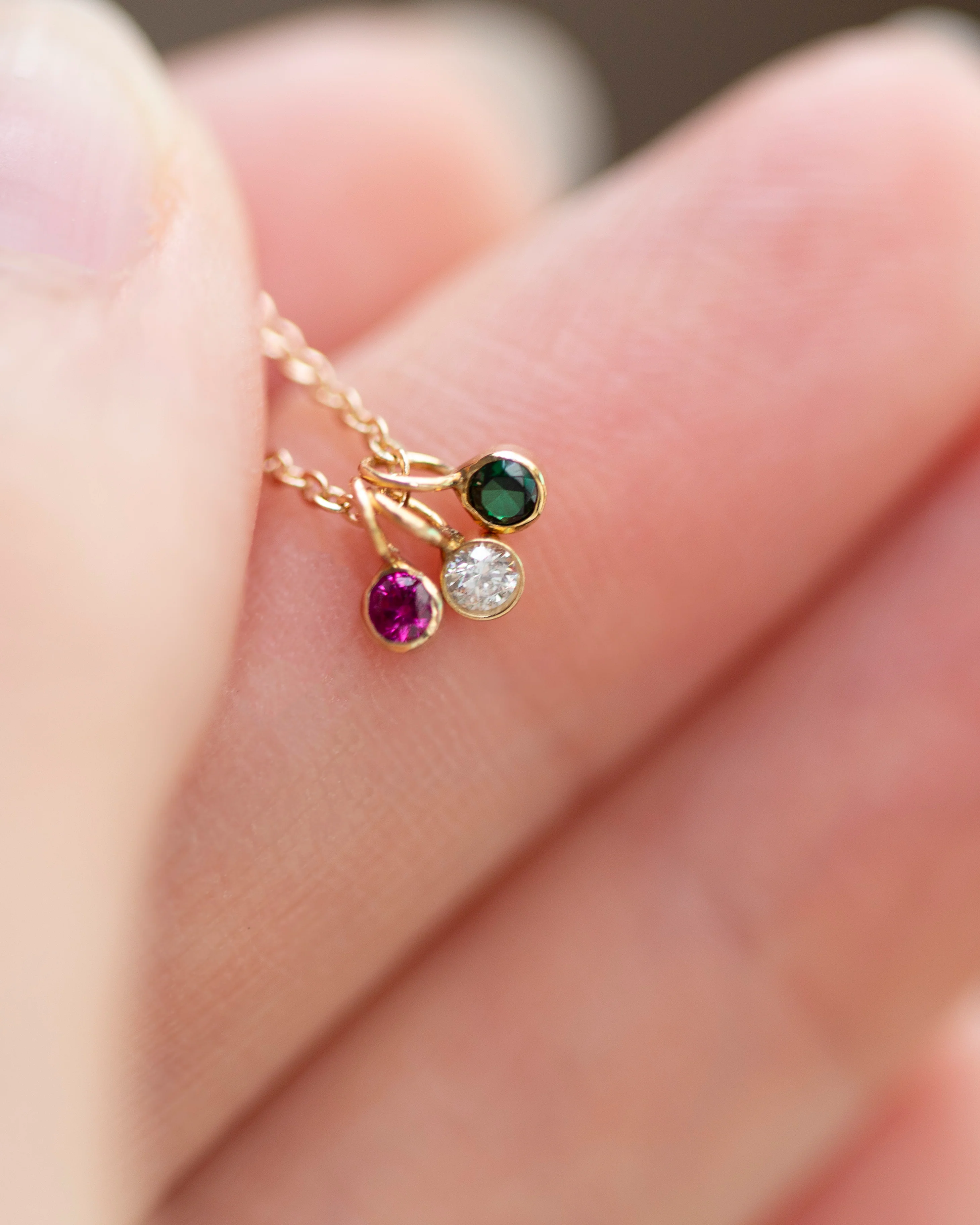 14k Gold Mini Birthstone necklace - Image 4