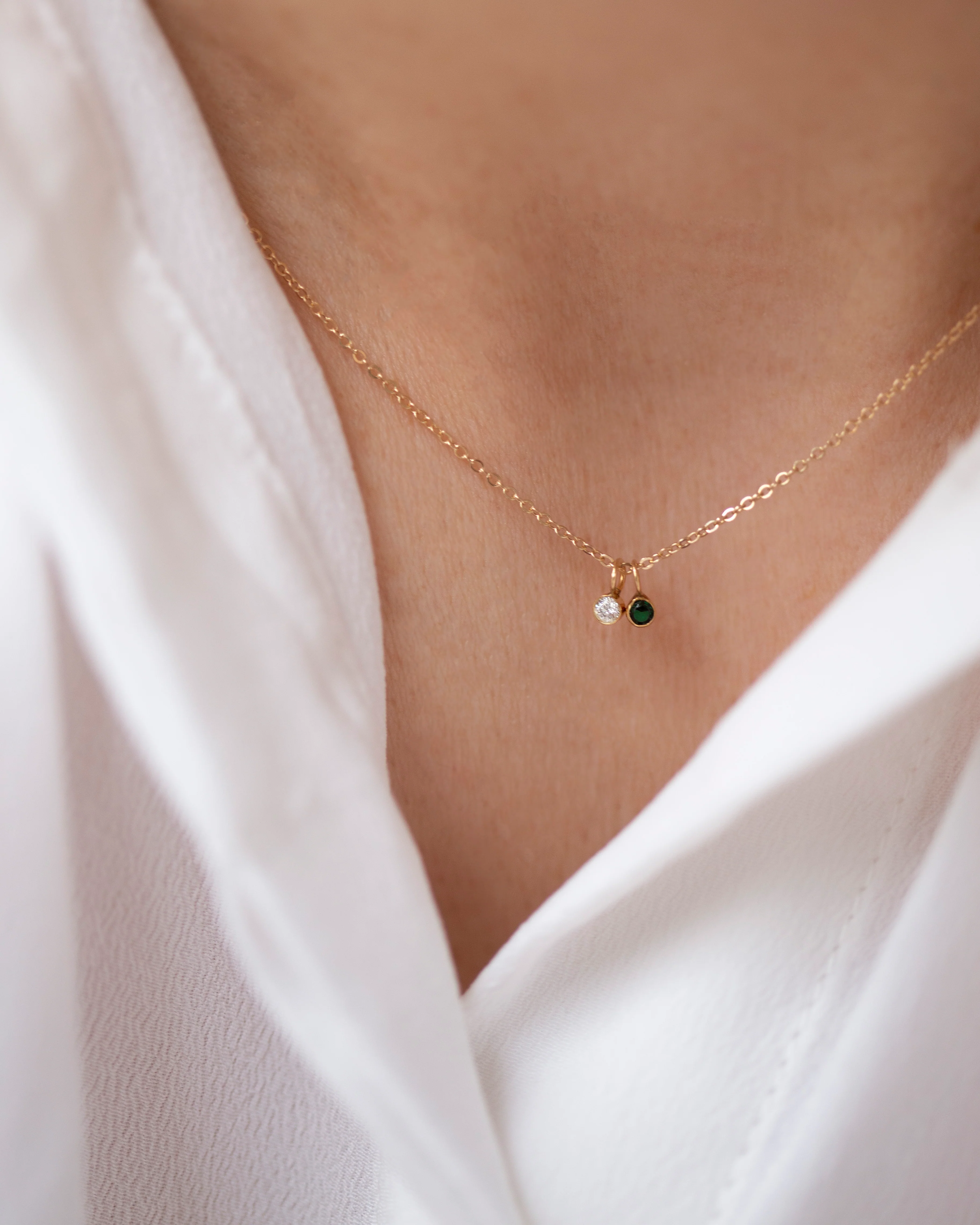 14k Gold Mini Birthstone necklace - Image 5