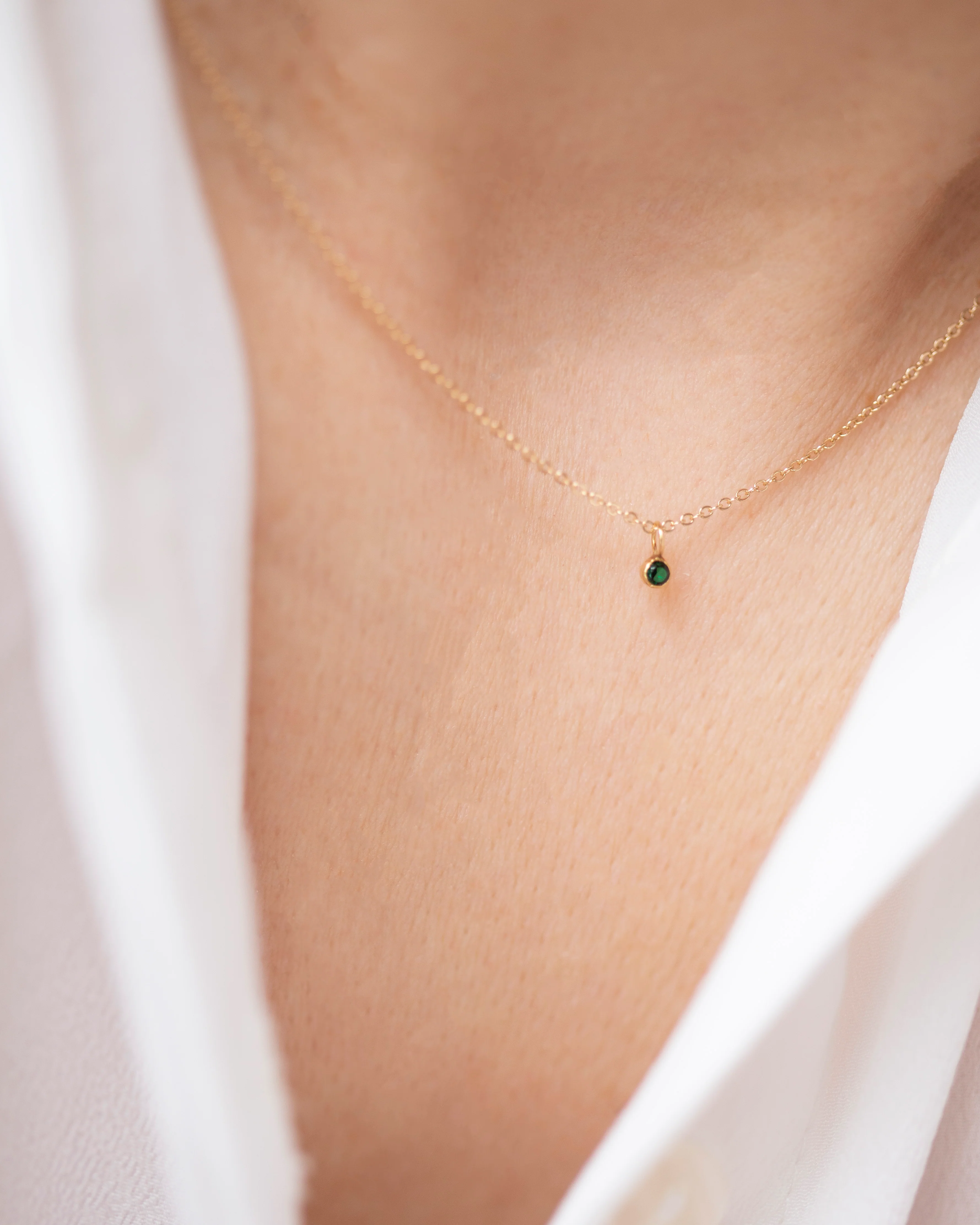14k Gold Mini Birthstone necklace - Image 7