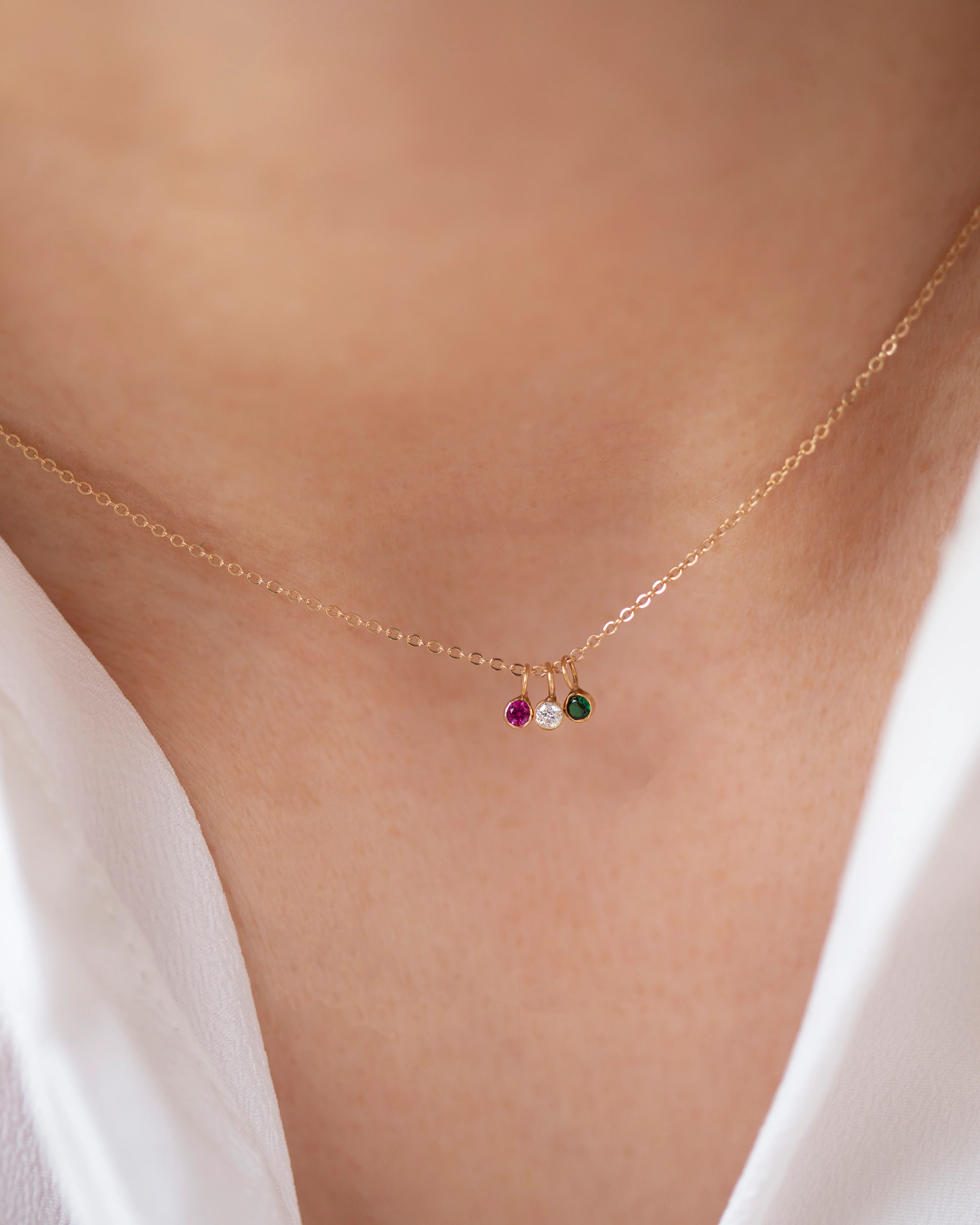 14k Gold Mini Birthstone necklace - Image 8