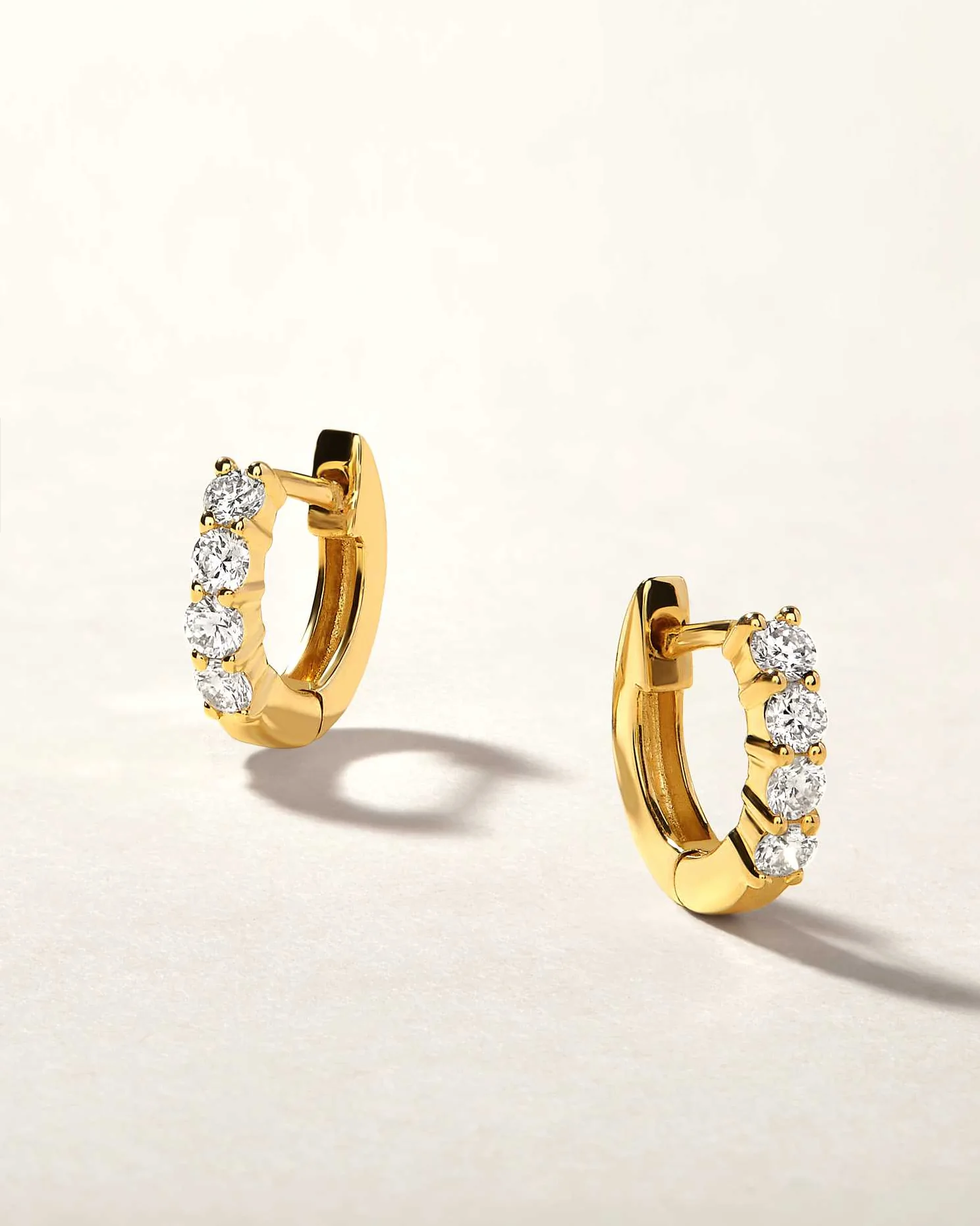 14k Gold Natural Diamond Huggies Earring