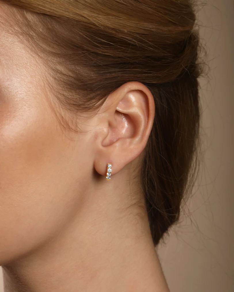 14k Gold Natural Diamond Huggies Earring - Image 2