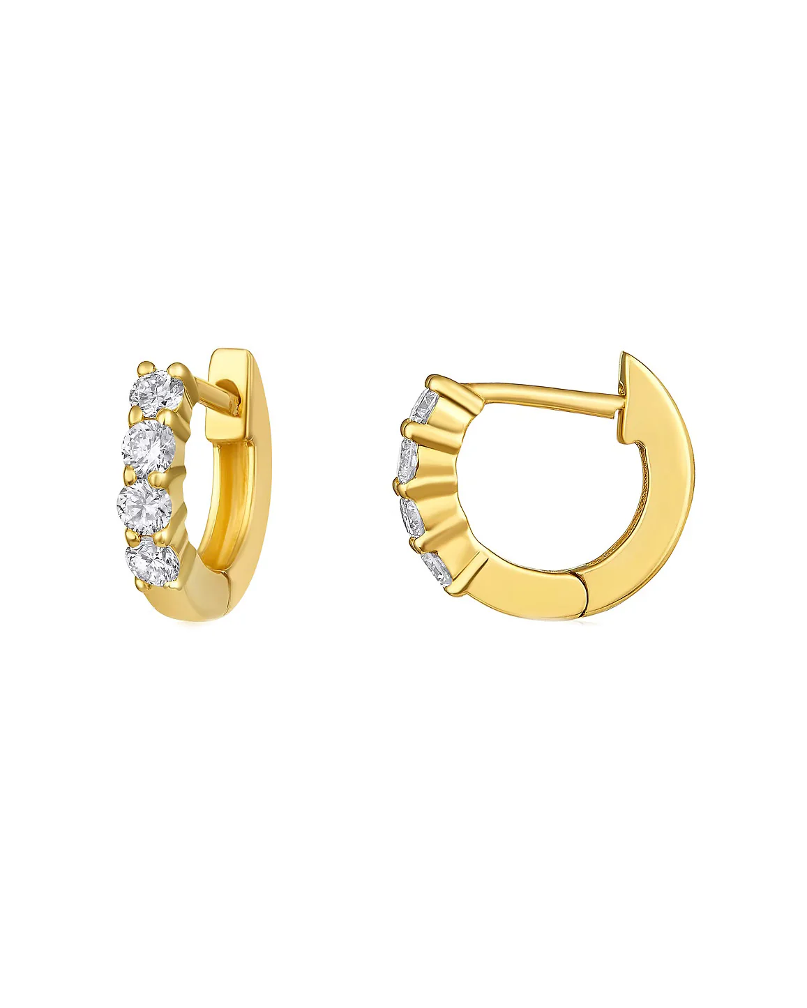 14k Gold Natural Diamond Huggies Earring - Image 4