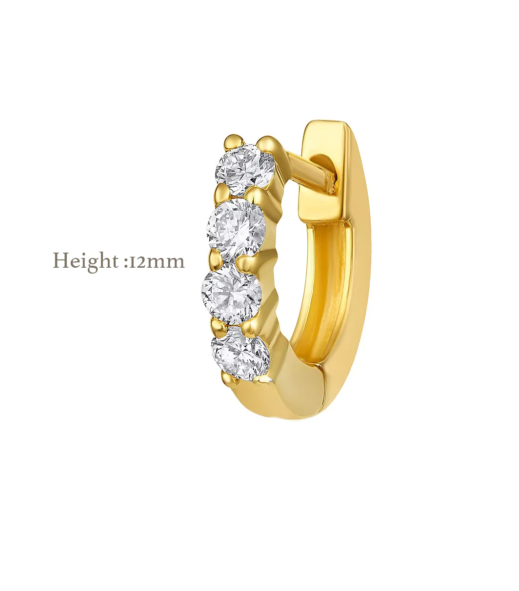 14k Gold Natural Diamond Huggies Earring - Image 5