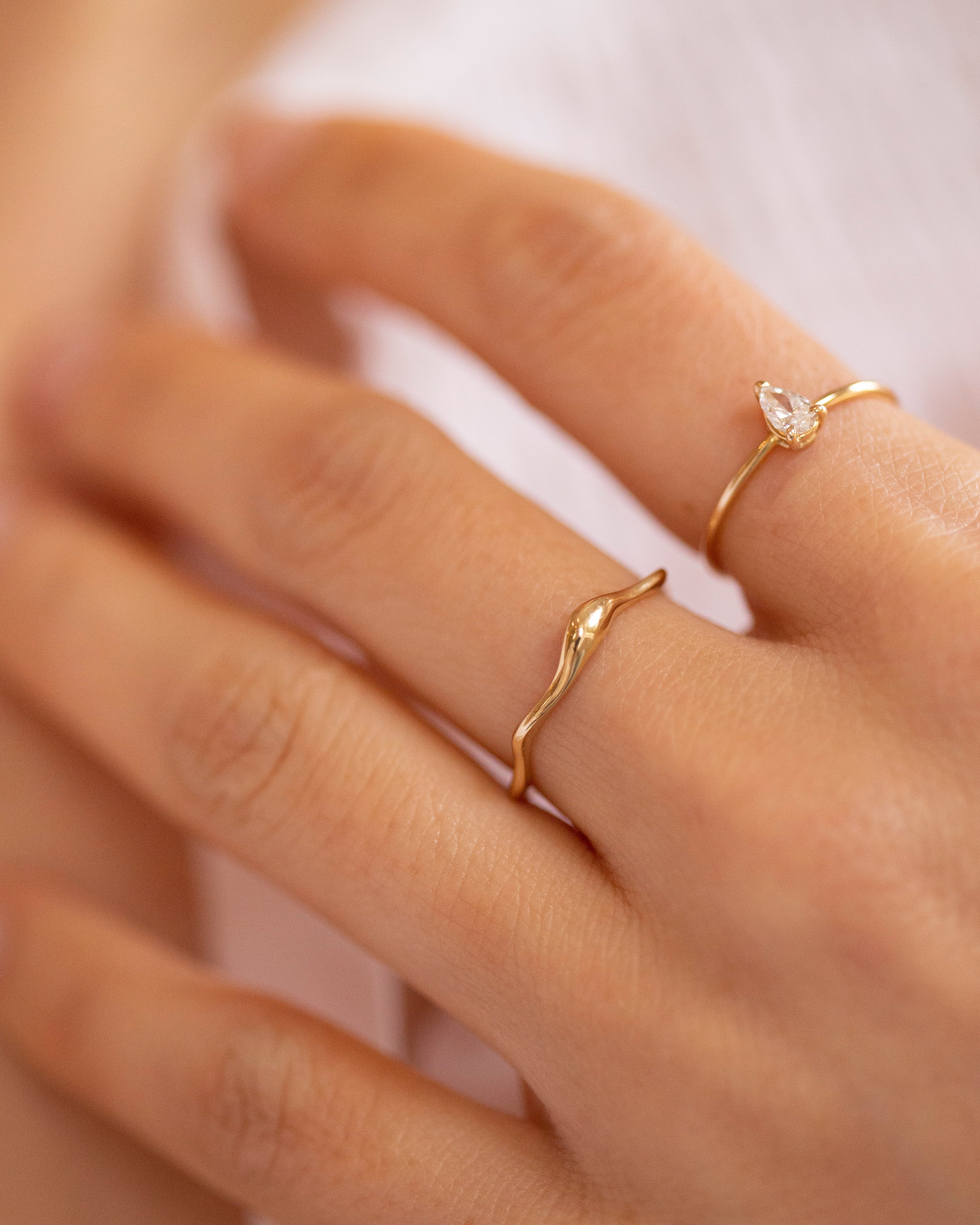 14K Gold Organic Wave Ring - Image 5