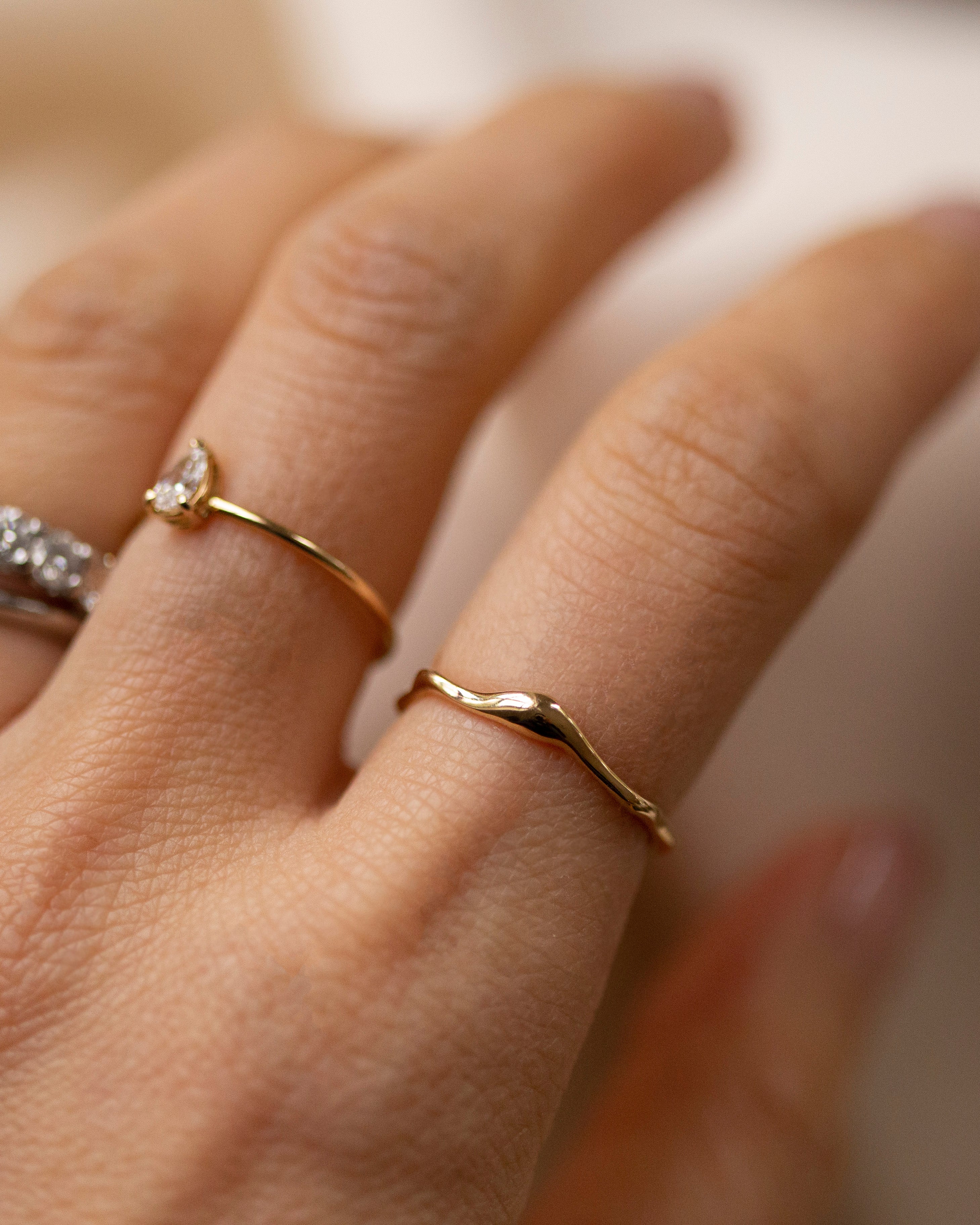 14K Gold Organic Wave Ring - Image 7