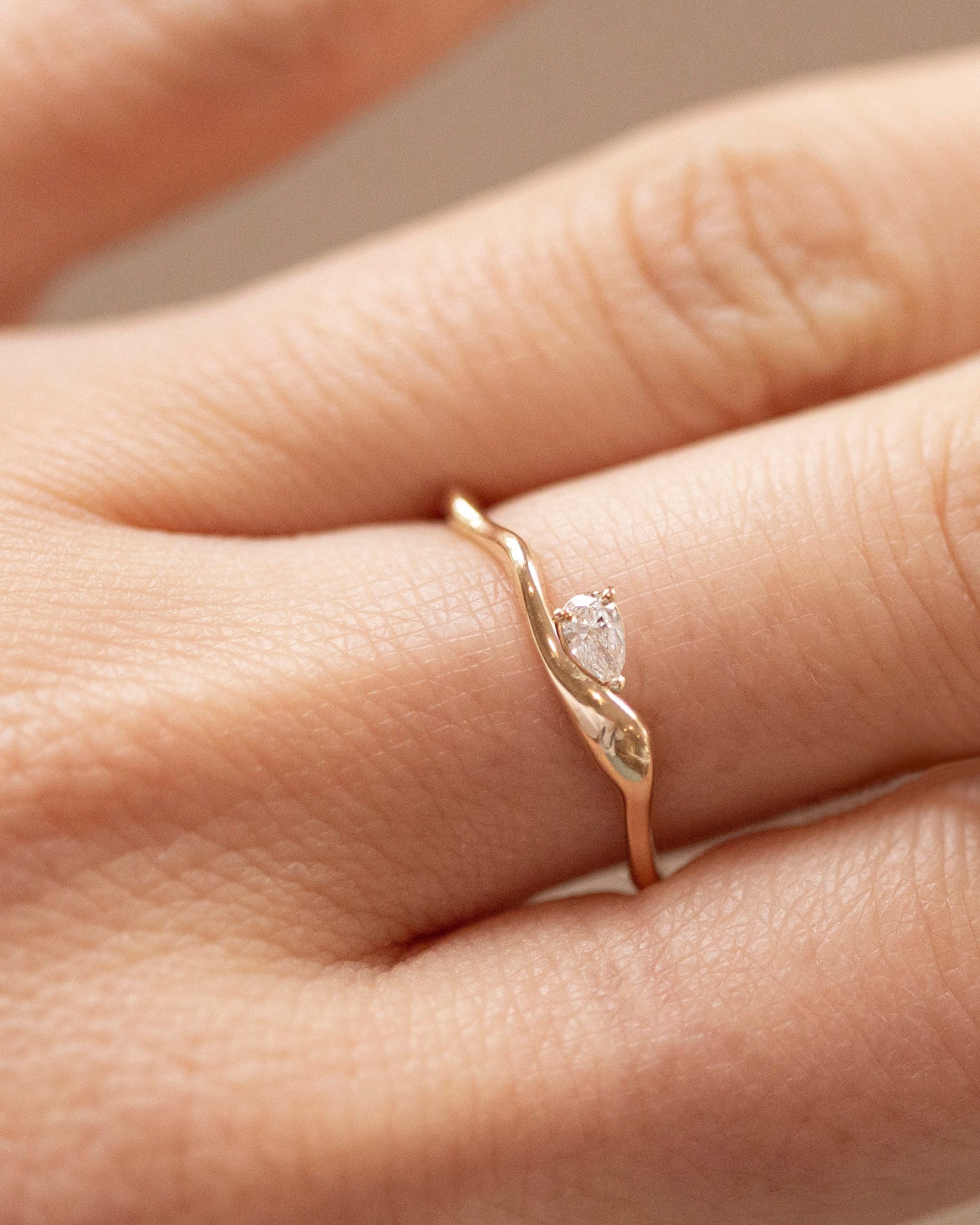 Pear Diamond Wave Ring - Image 2