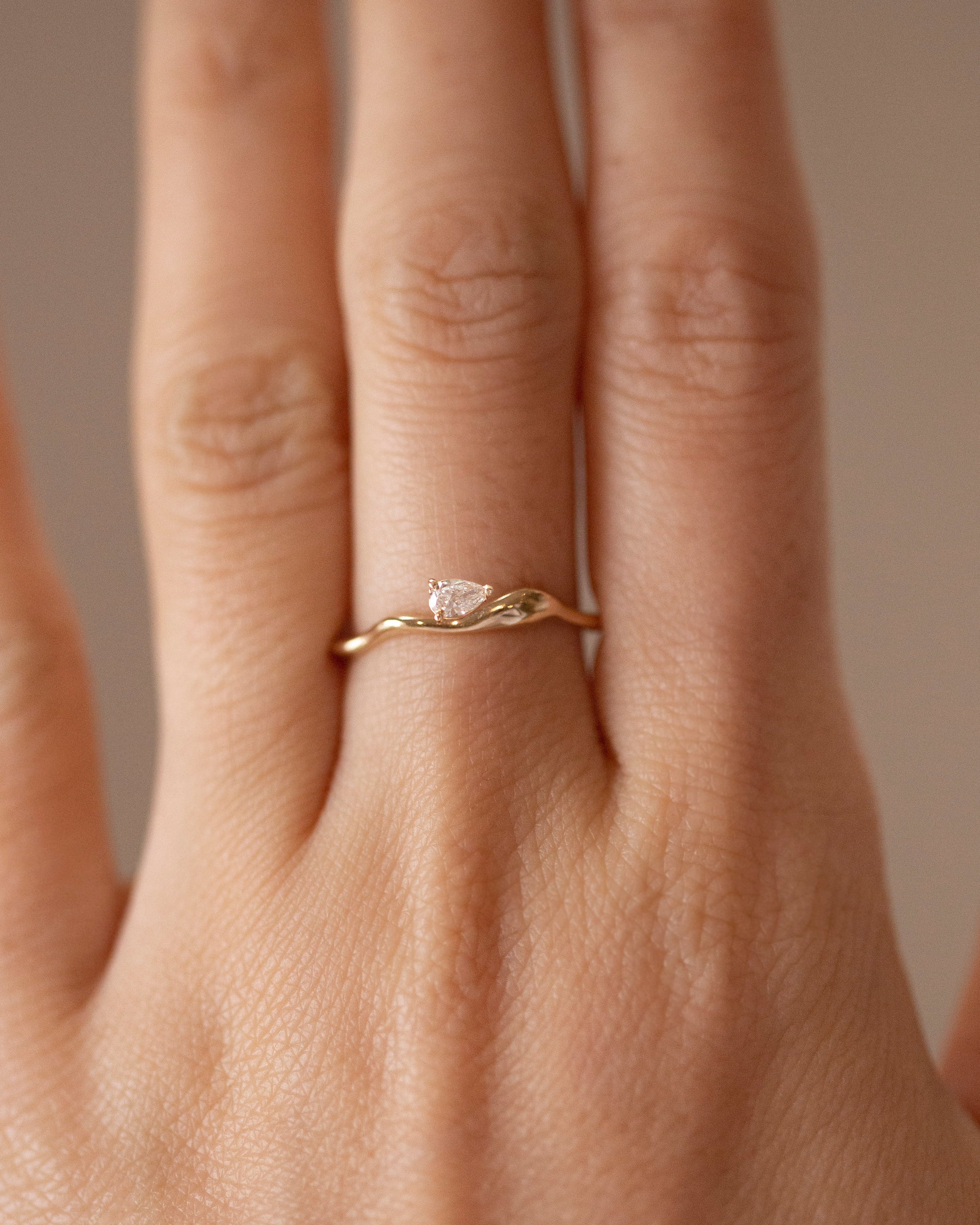 Pear Diamond Wave Ring - Image 3