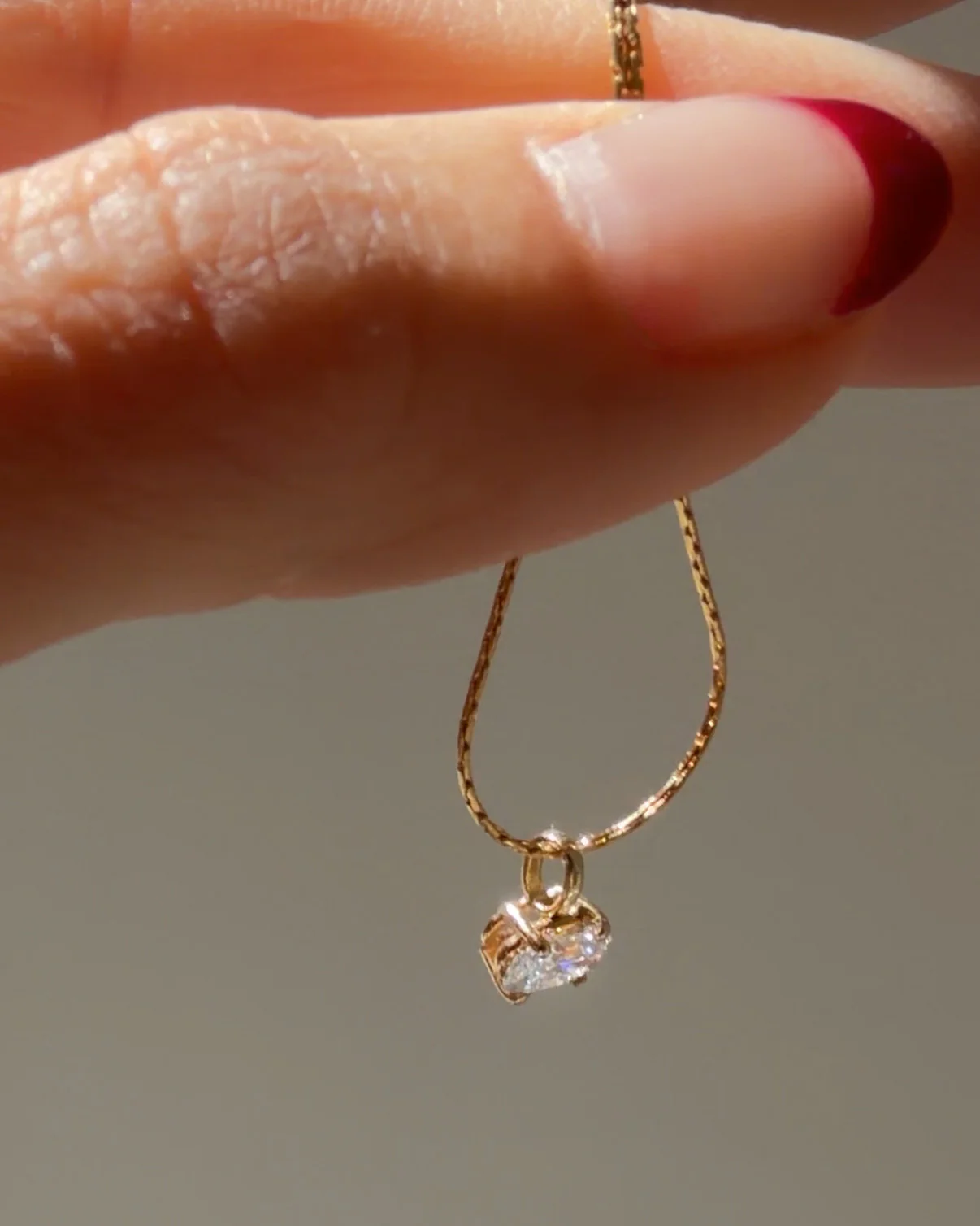 14K Gold Oval Lab Diamond Necklace, Dainty Snake Chain, Minimalist Fine Jewelry Gift - Image 8