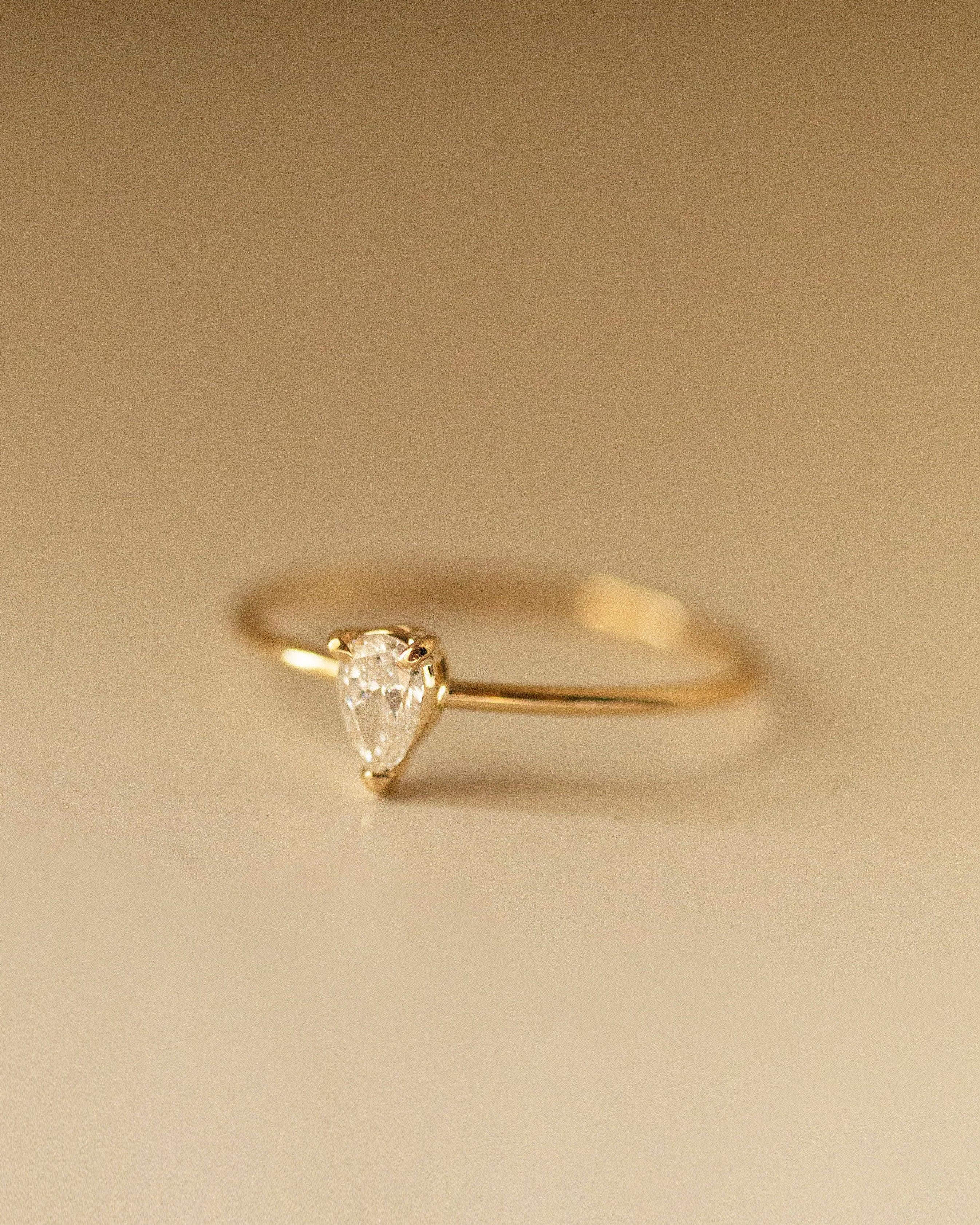 14K Gold Pear Lab Diamond Ring