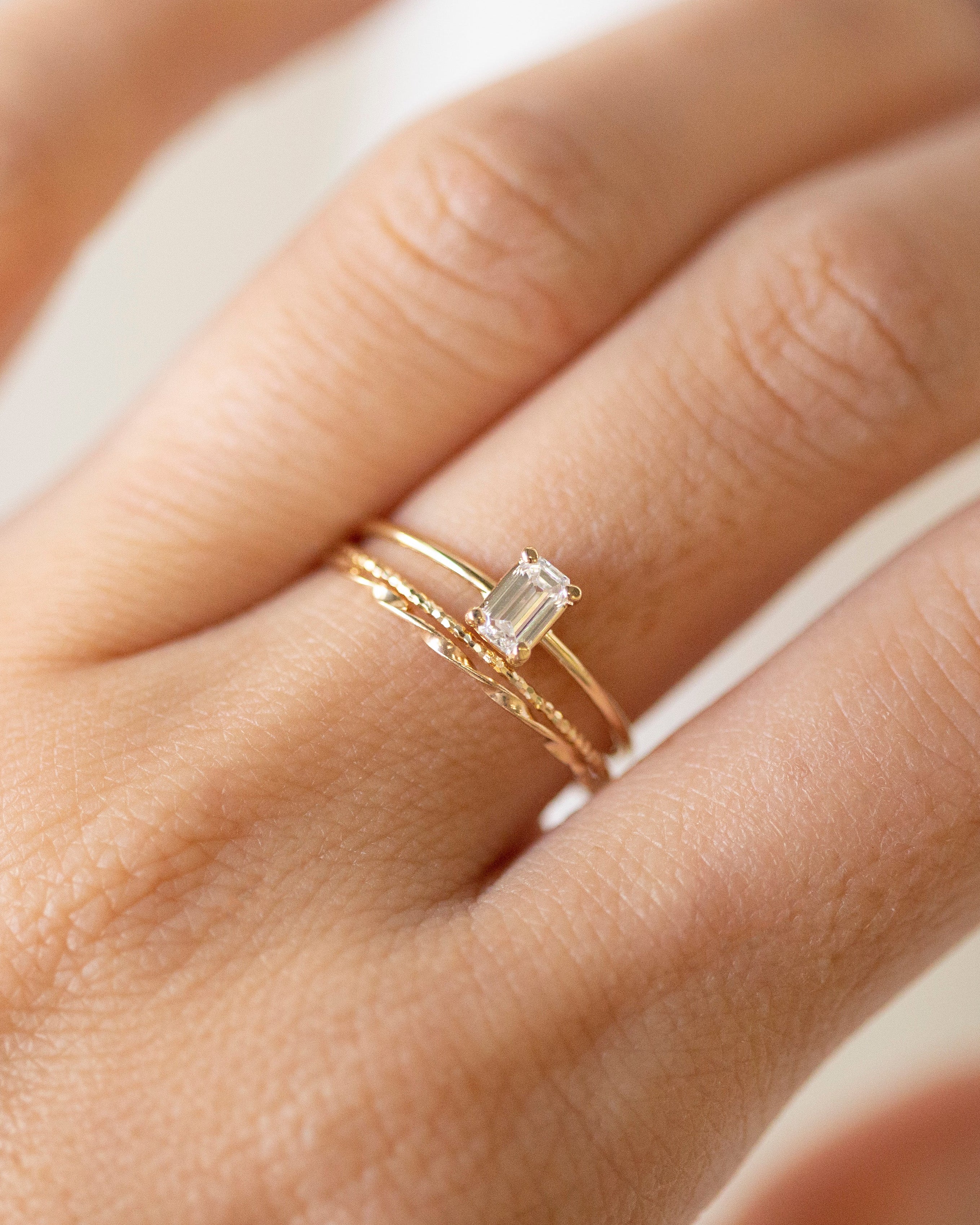 14K Gold Emerald Cut Lab Diamond Ring