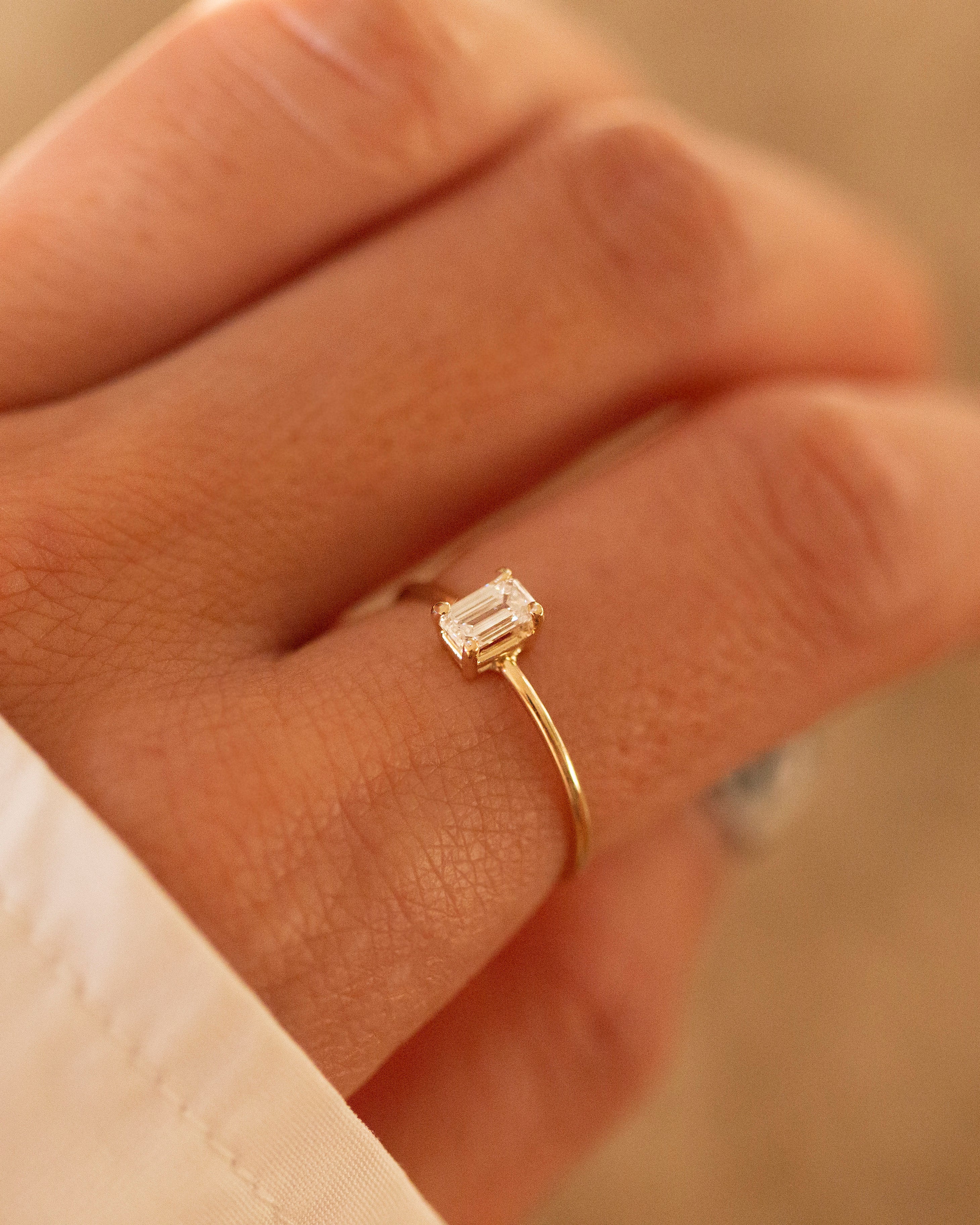 14K Gold Emerald Cut Lab Diamond Ring - Image 6