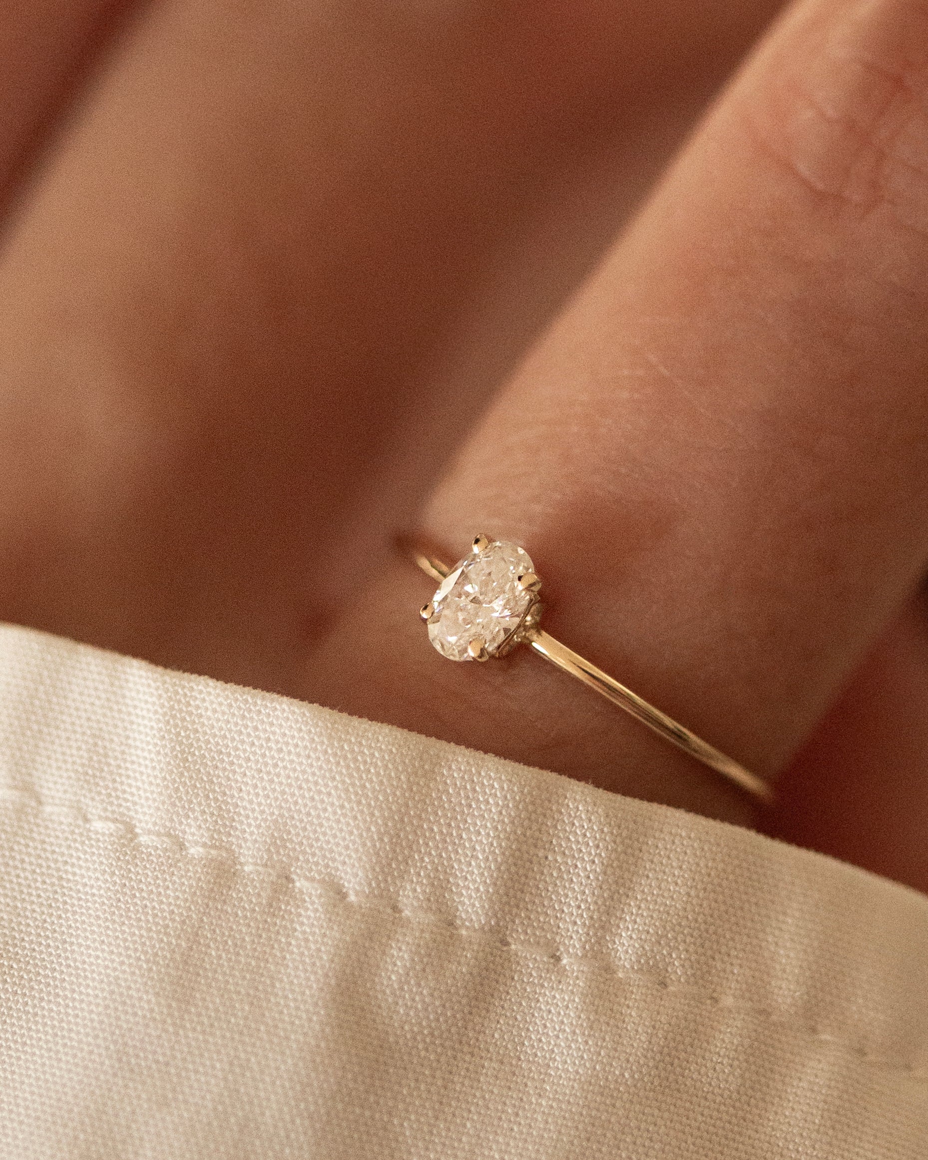 14K Gold Oval Lab Diamond Ring | VVS-VS D-F color | Minimalist engagement promise ring - Image 5