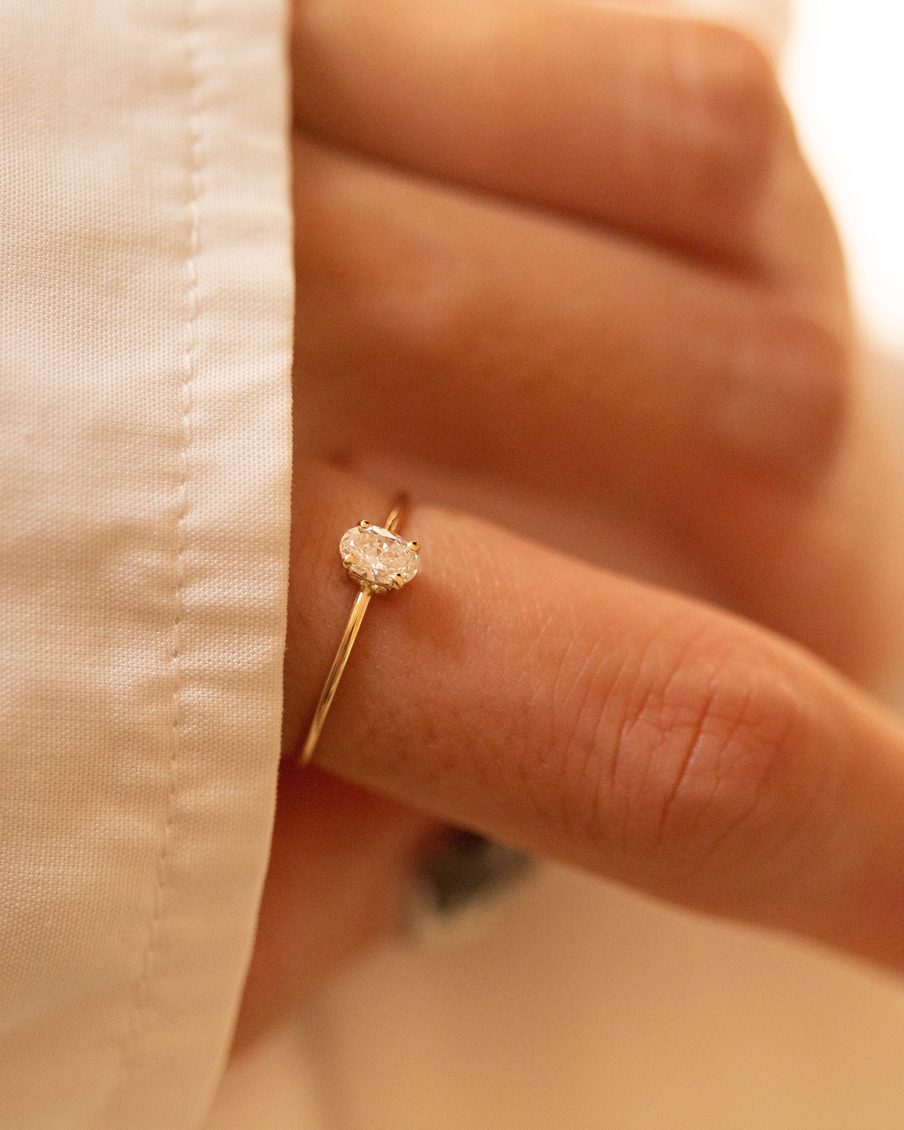 14K Gold Oval Lab Diamond Ring | VVS-VS D-F color | Minimalist engagement promise ring - Image 6