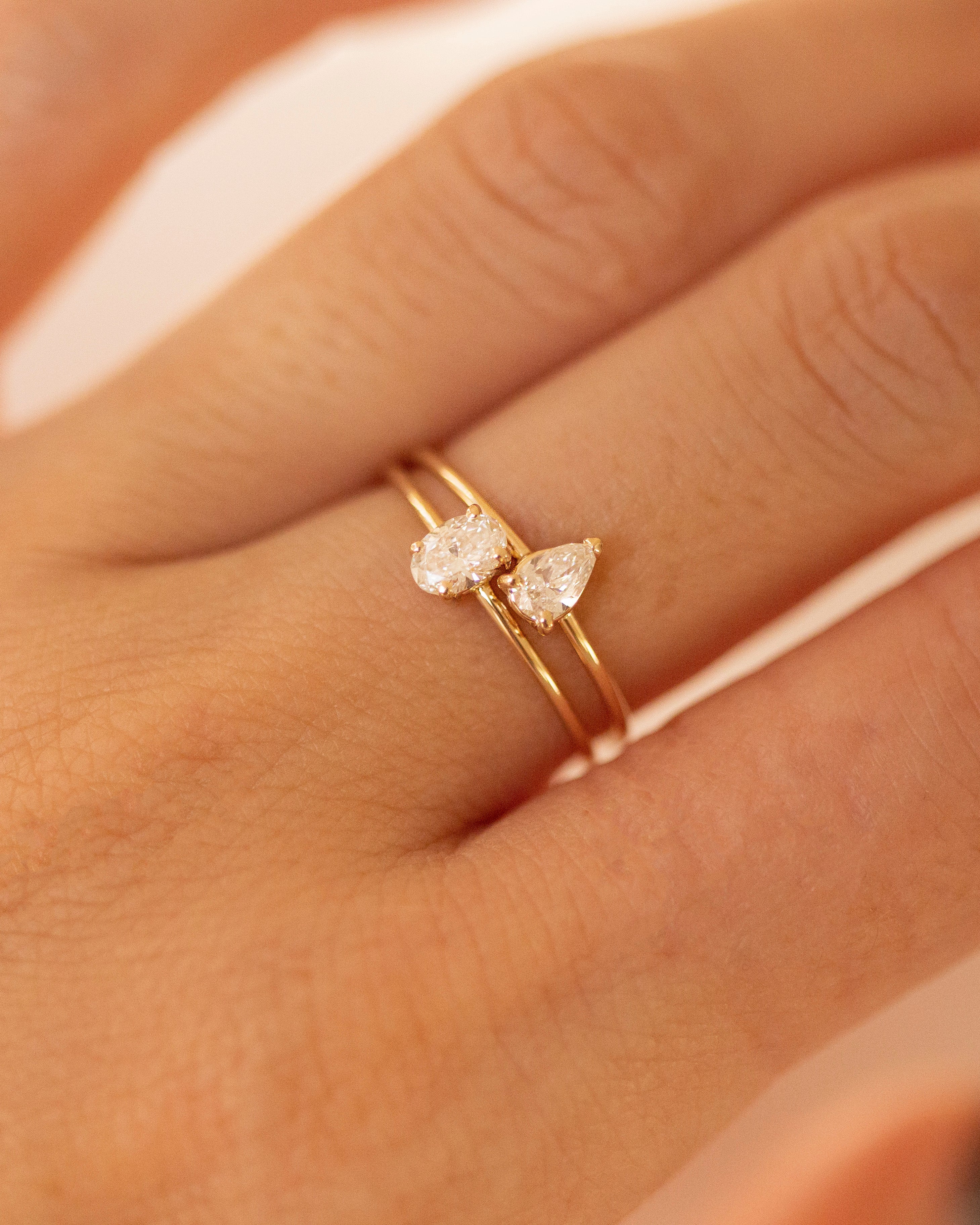 14K Gold Oval Lab Diamond Ring | VVS-VS D-F color | Minimalist engagement promise ring - Image 8