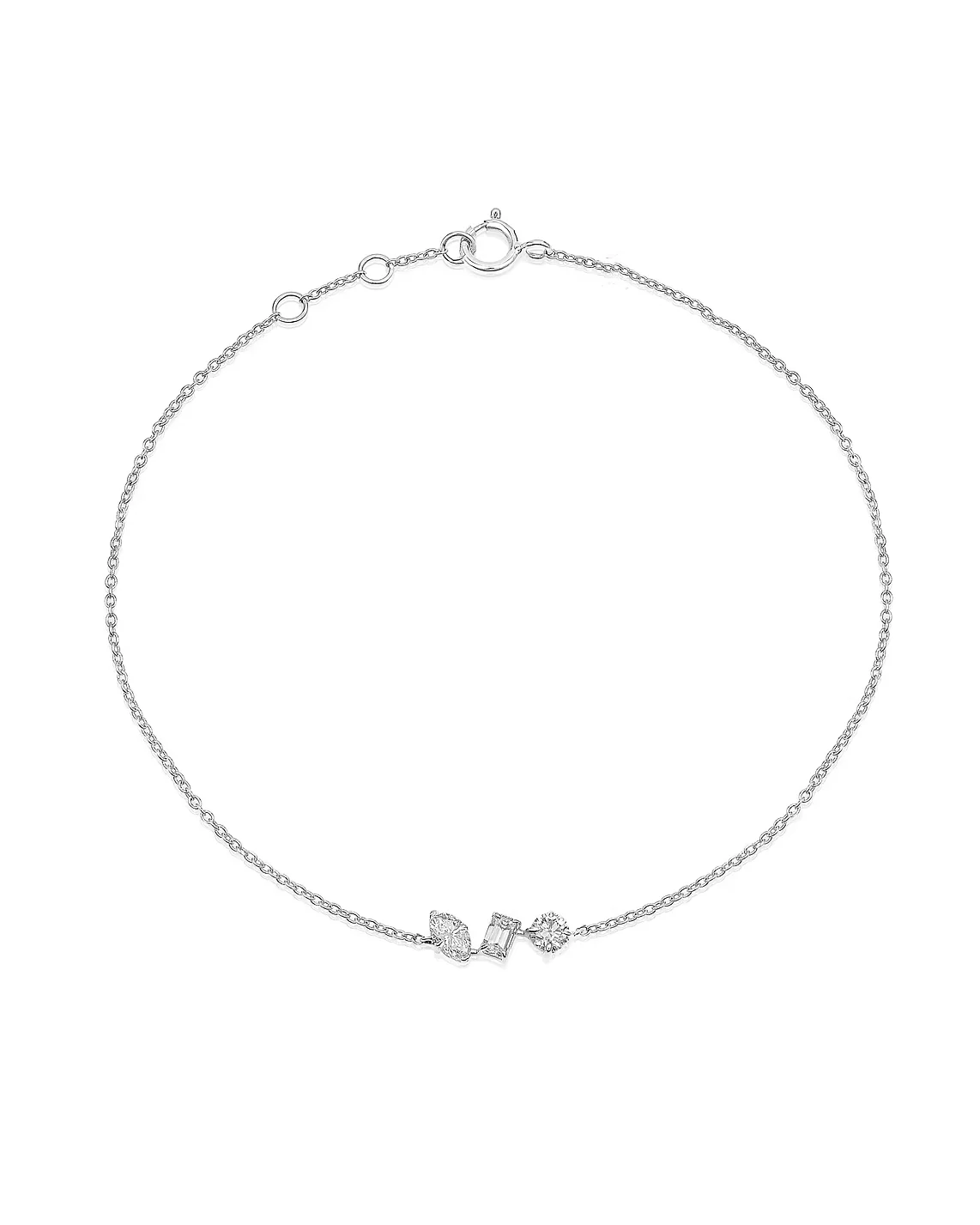 14K Gold Round, Emerald & Marquise Cut Emerald Trio Bracelet - Image 3