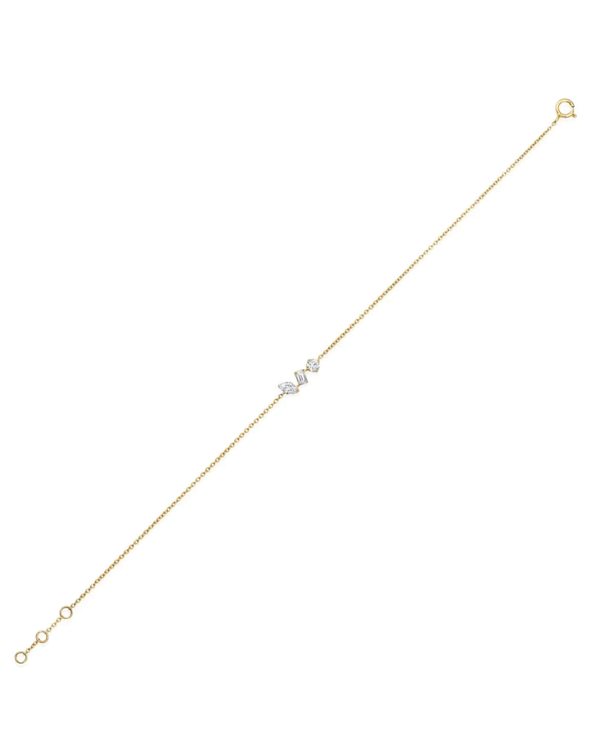 14K Gold Round, Emerald & Marquise Cut Emerald Trio Bracelet - Image 4