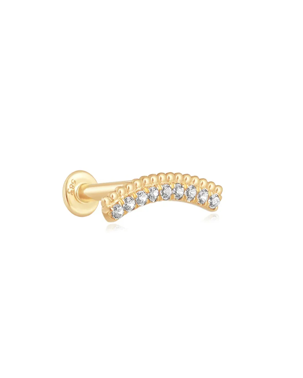 14K Gold Simple Diamond Flat Back Earring - Image 3