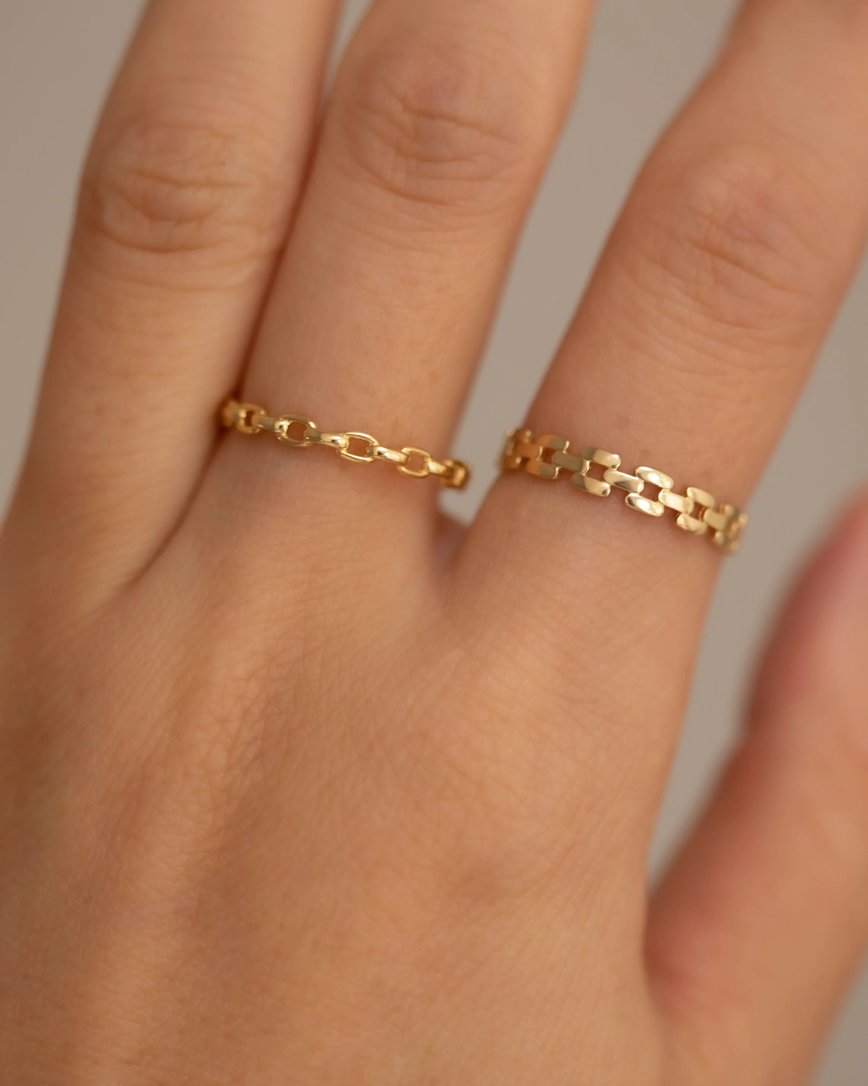 14k Gold Square Link Ring - Image 3