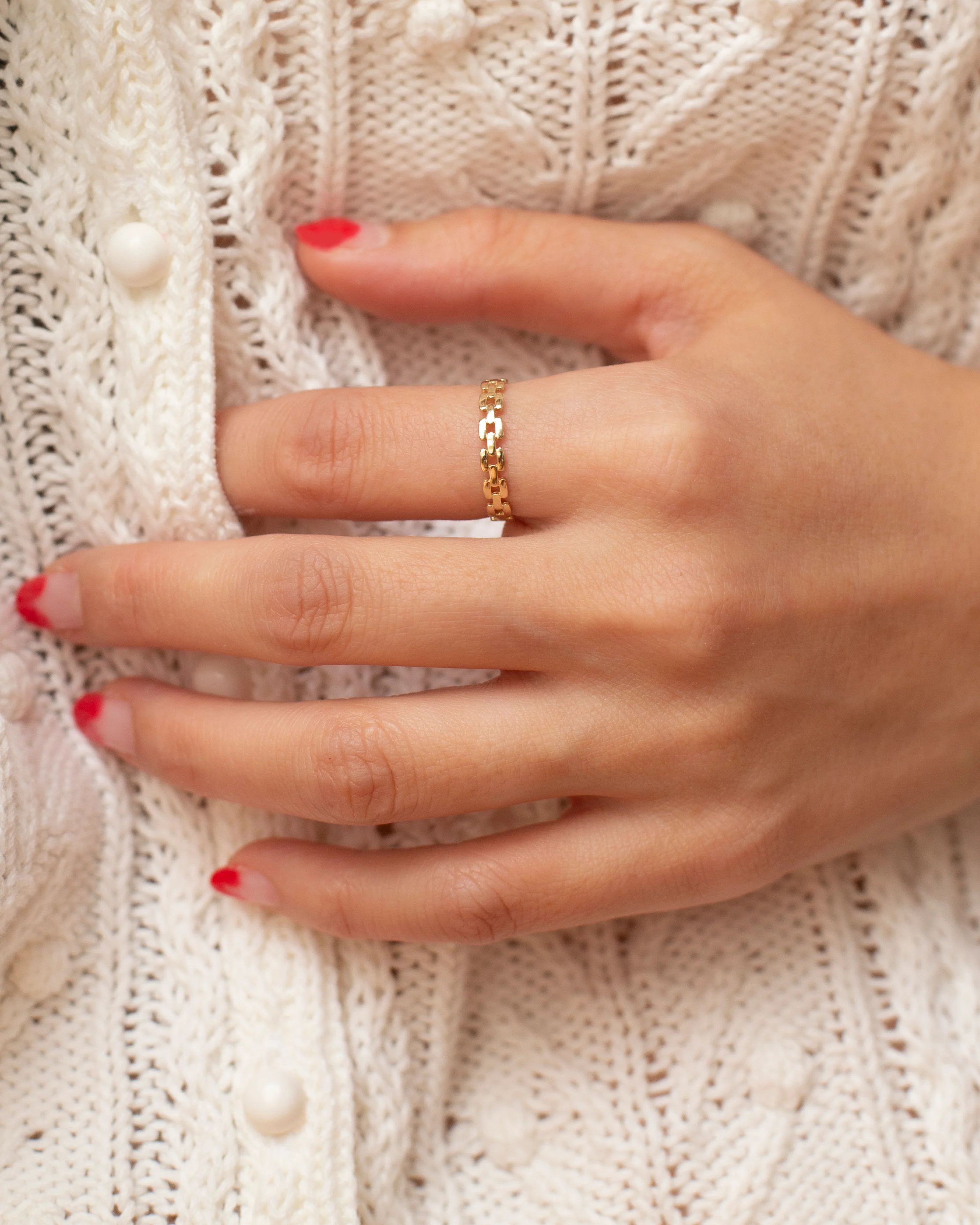 14k Gold Square Link Ring - Image 5