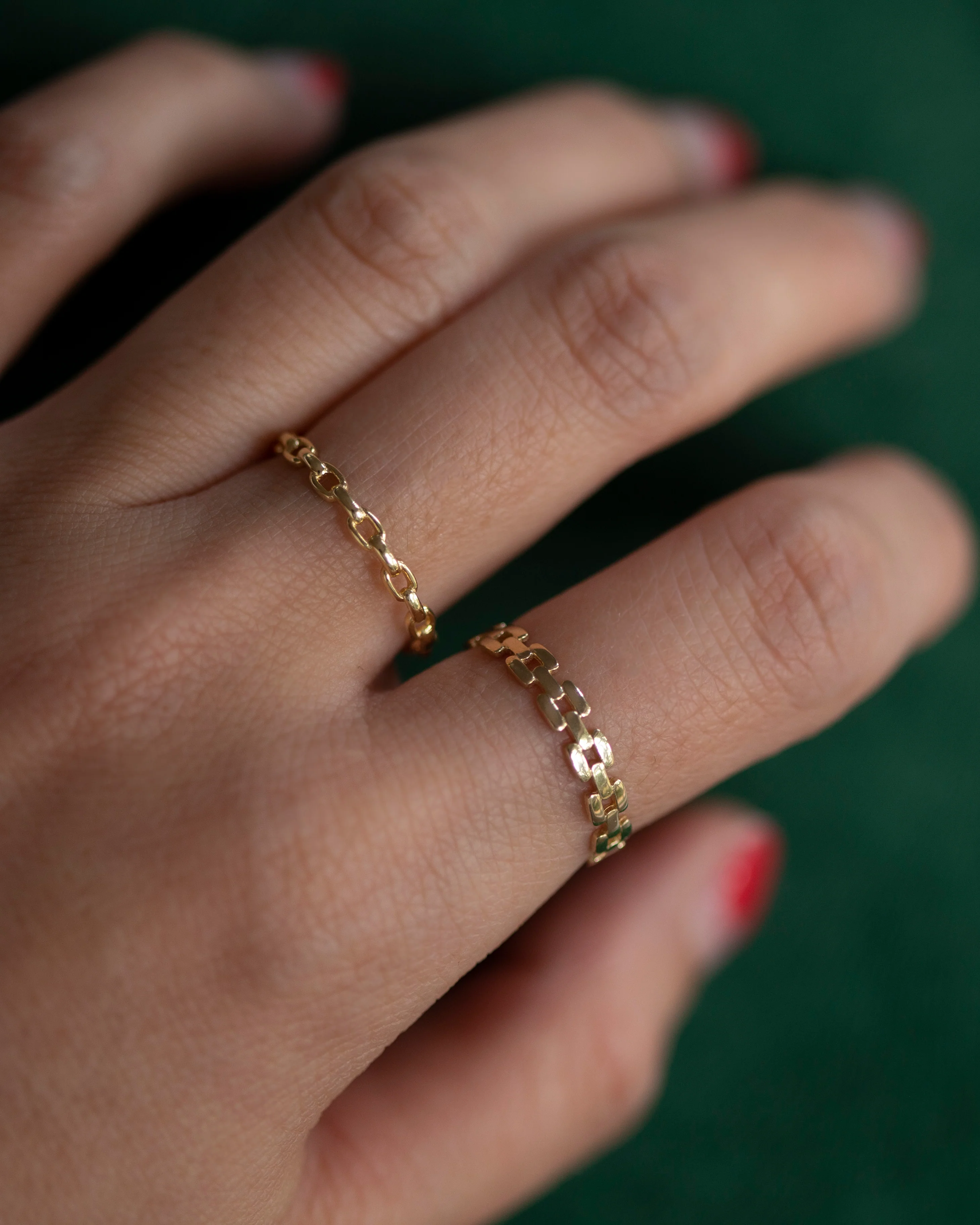 14k Gold Square Link Ring - Image 7