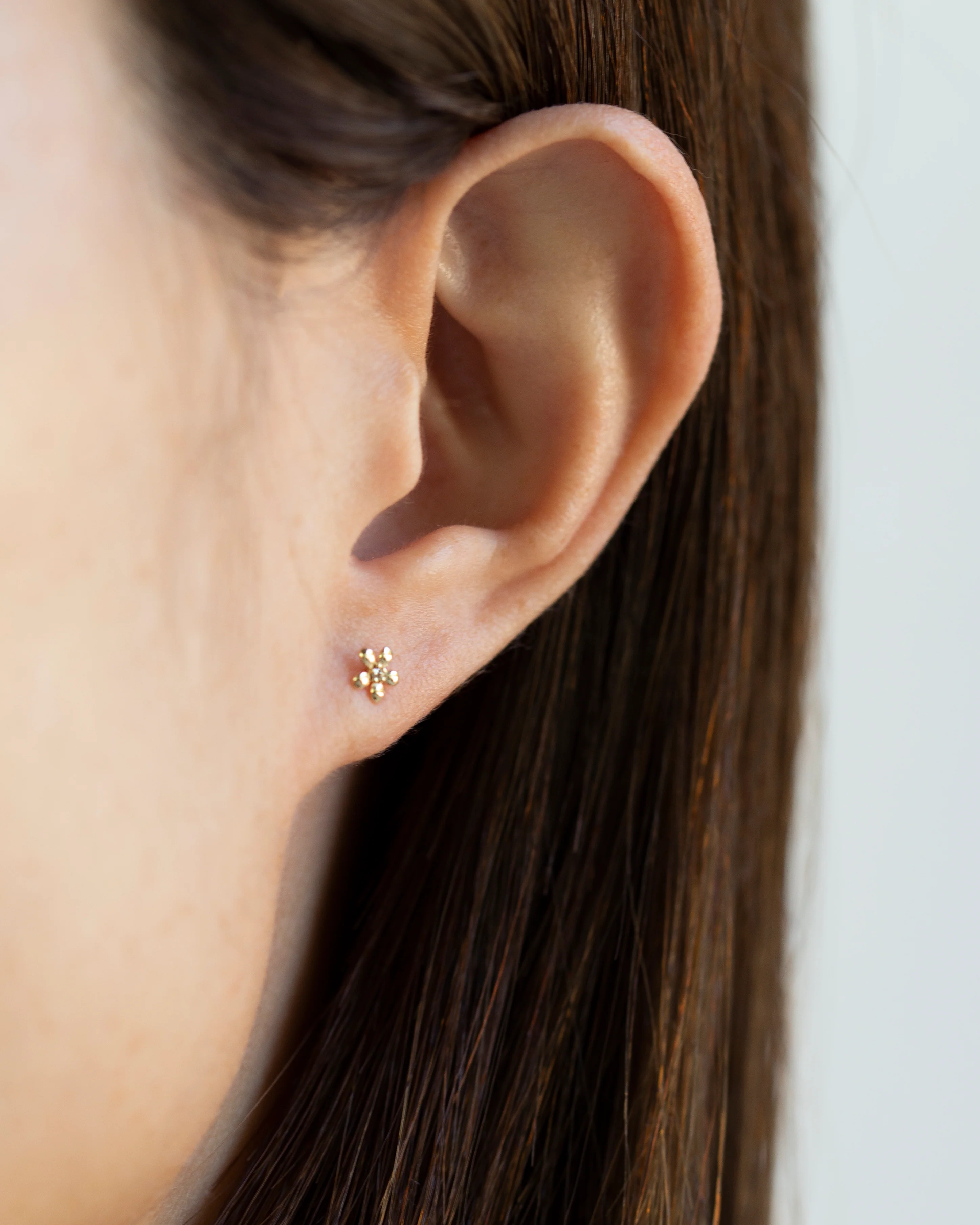14k Gold Tiny Flower Studs - Image 6