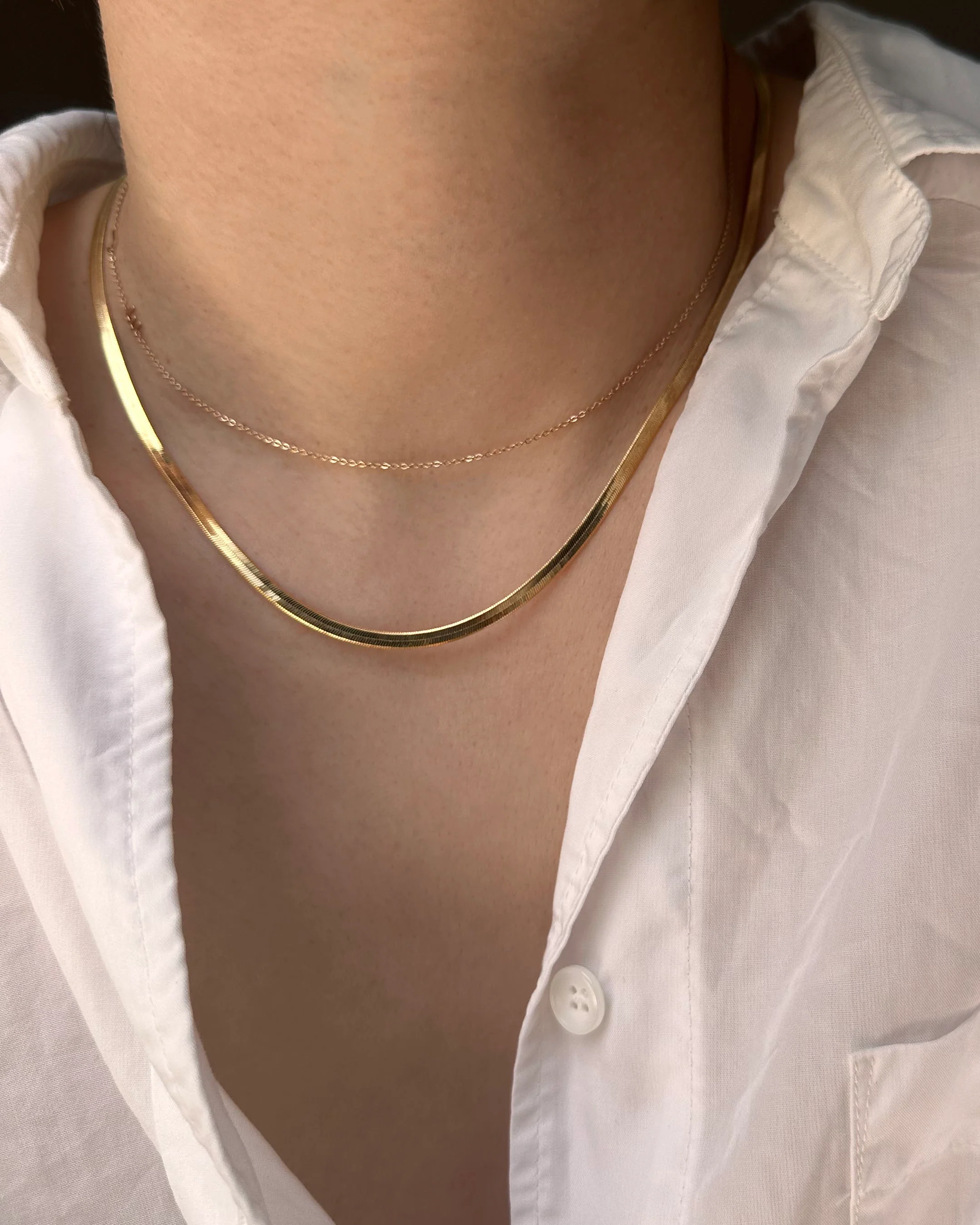14k Herringbone Snake Chain Necklace - Image 4