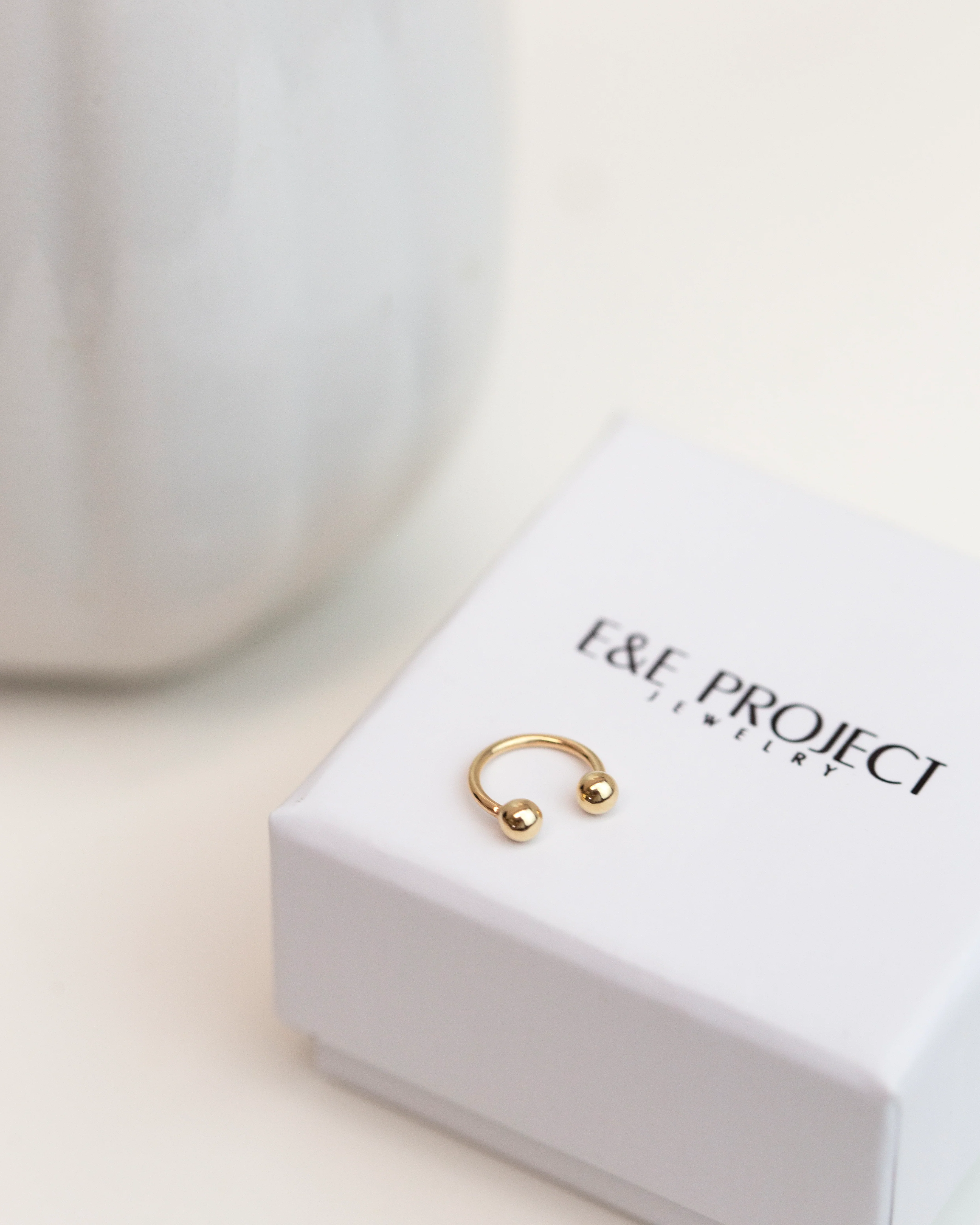14k Horseshoe Barbell Earring - Image 3