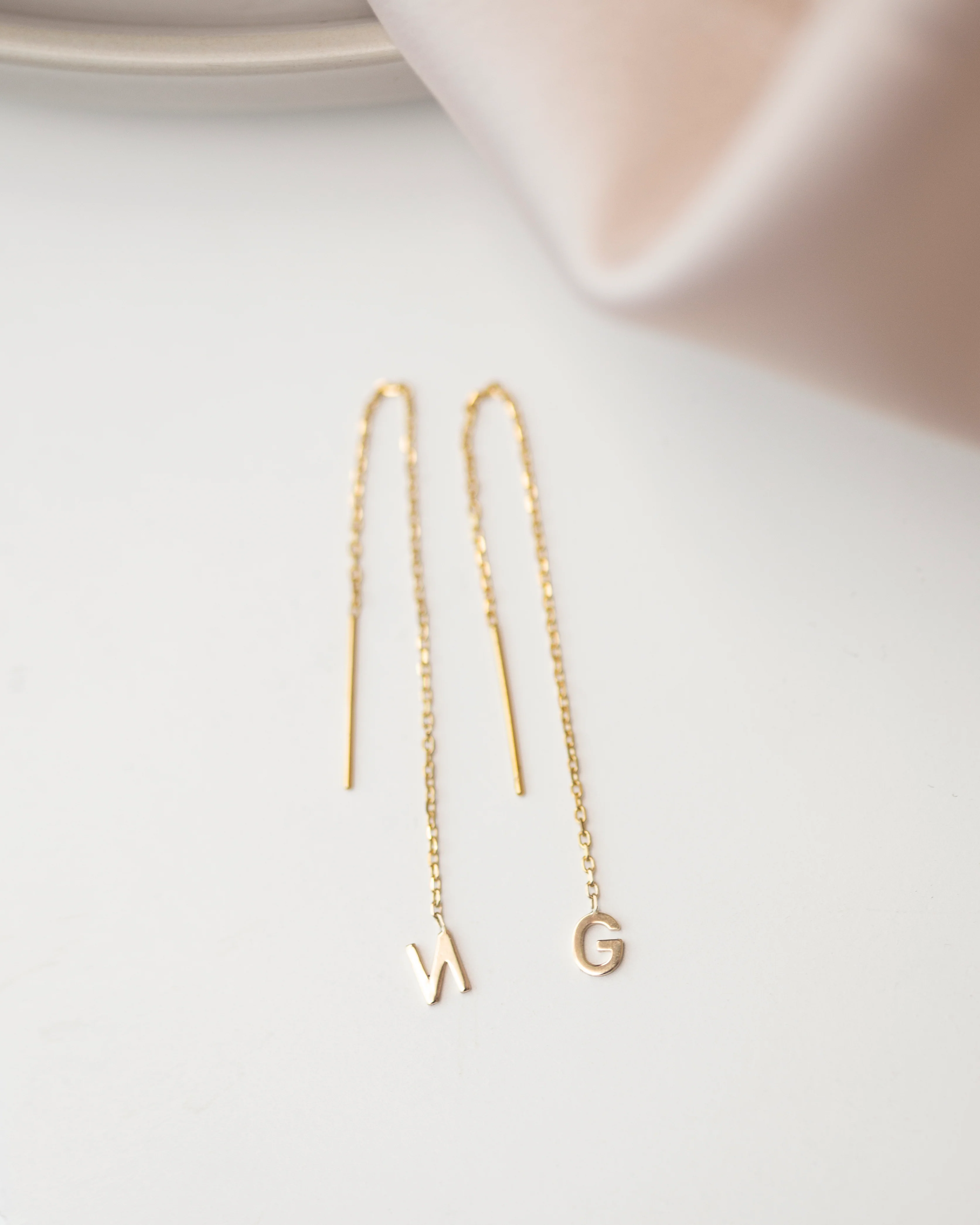 14K Initial Threader Earring - Image 2