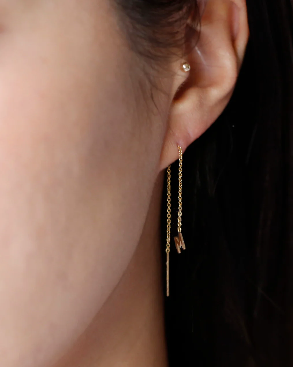 14K Initial Threader Earring - Image 6