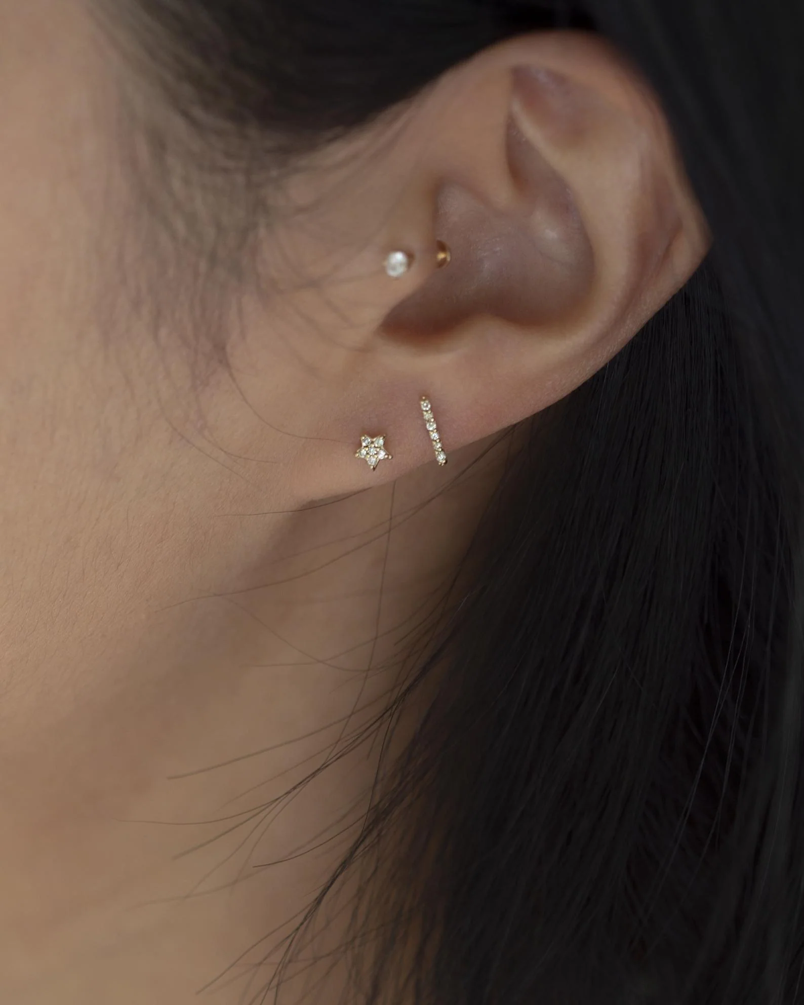 14k Mini Diamond Star Stud - Image 4