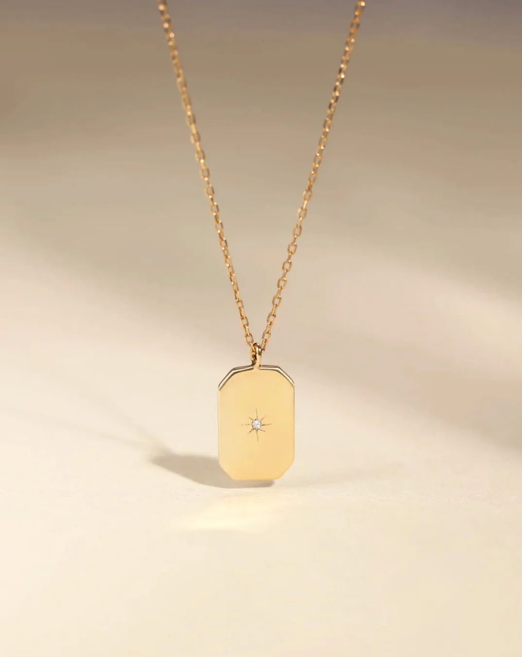 14k Mini Diamond Tag Necklace - Image 3