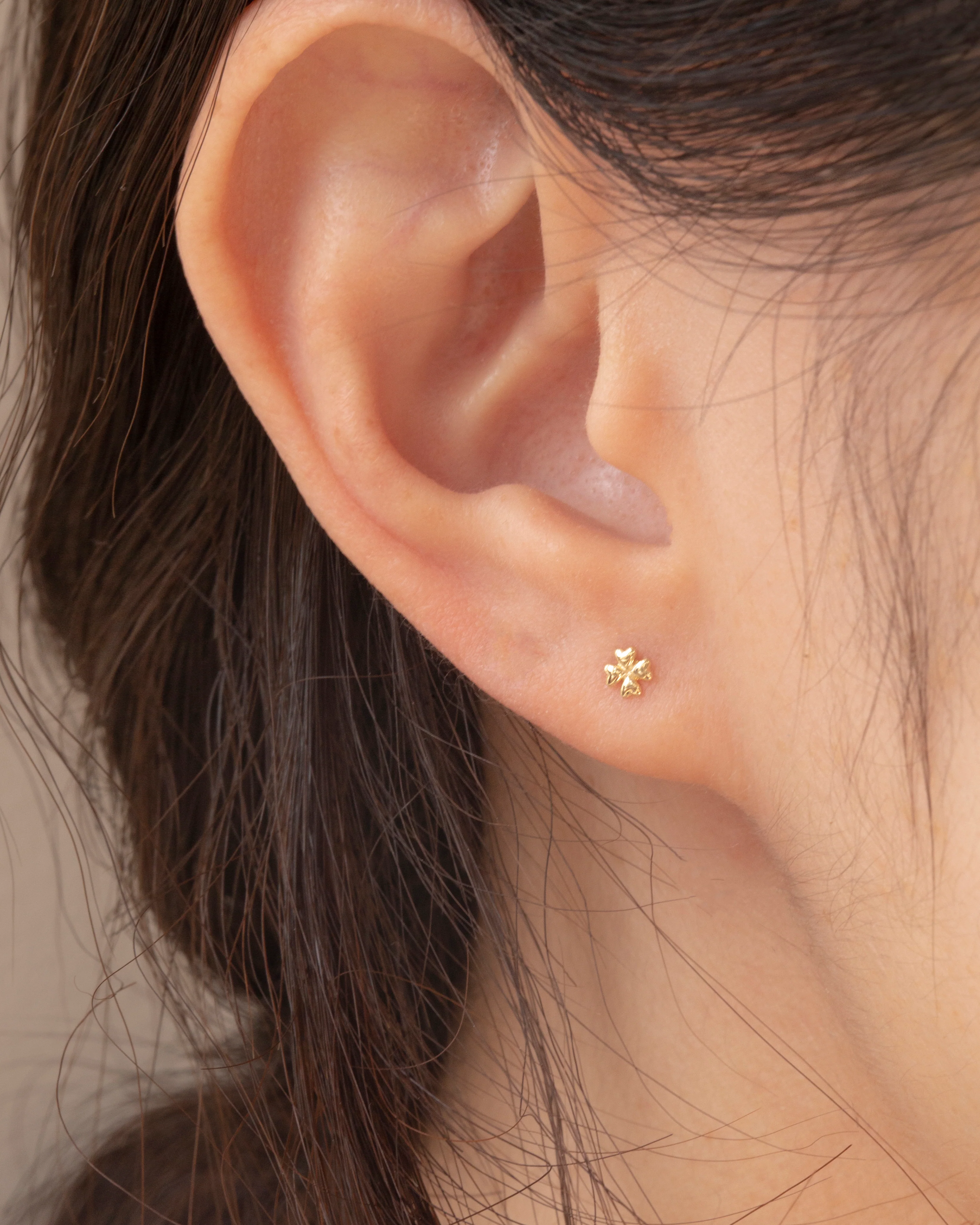 14k Mini four leaf clover Earrings