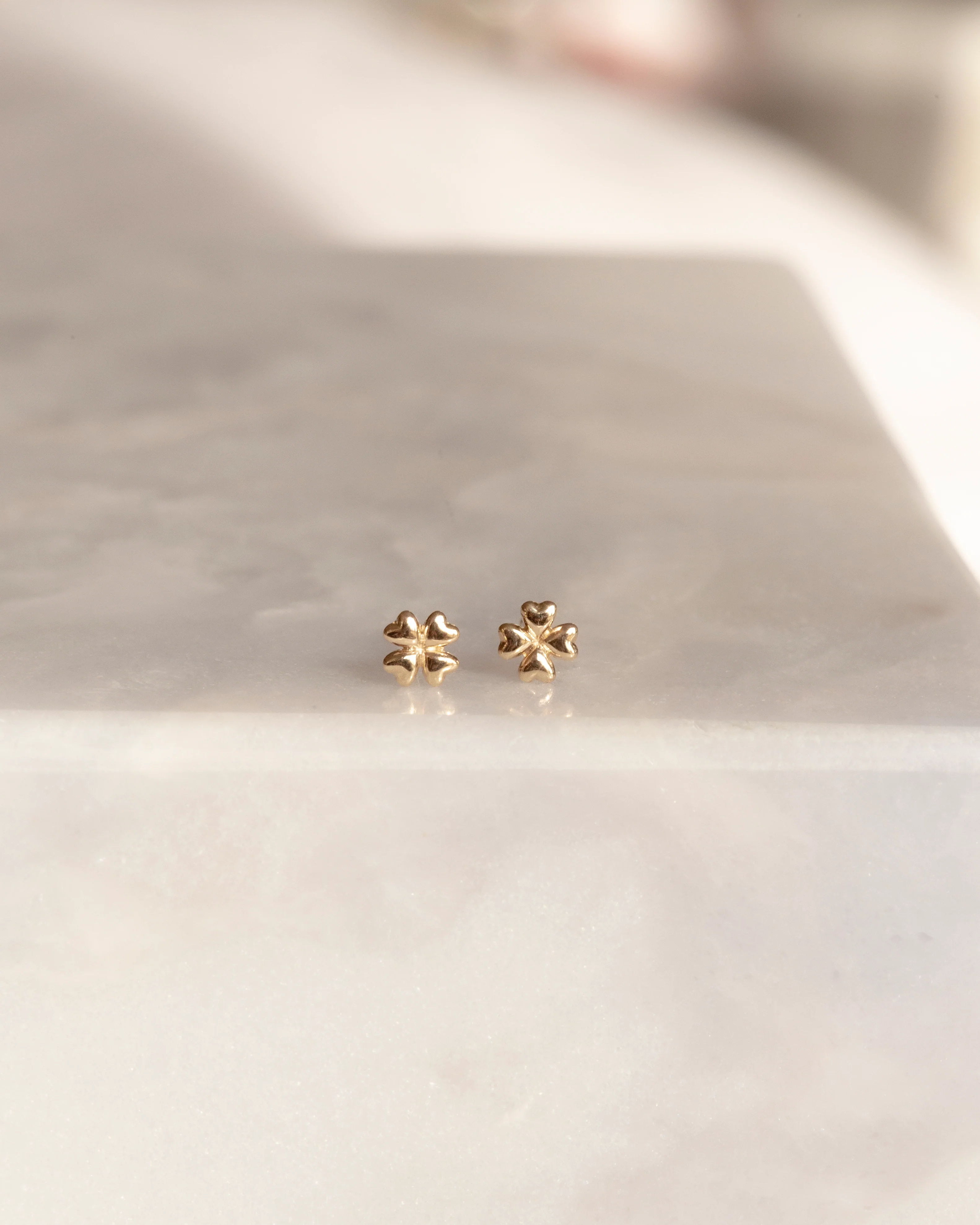 14k Mini four leaf clover Earrings - Image 3