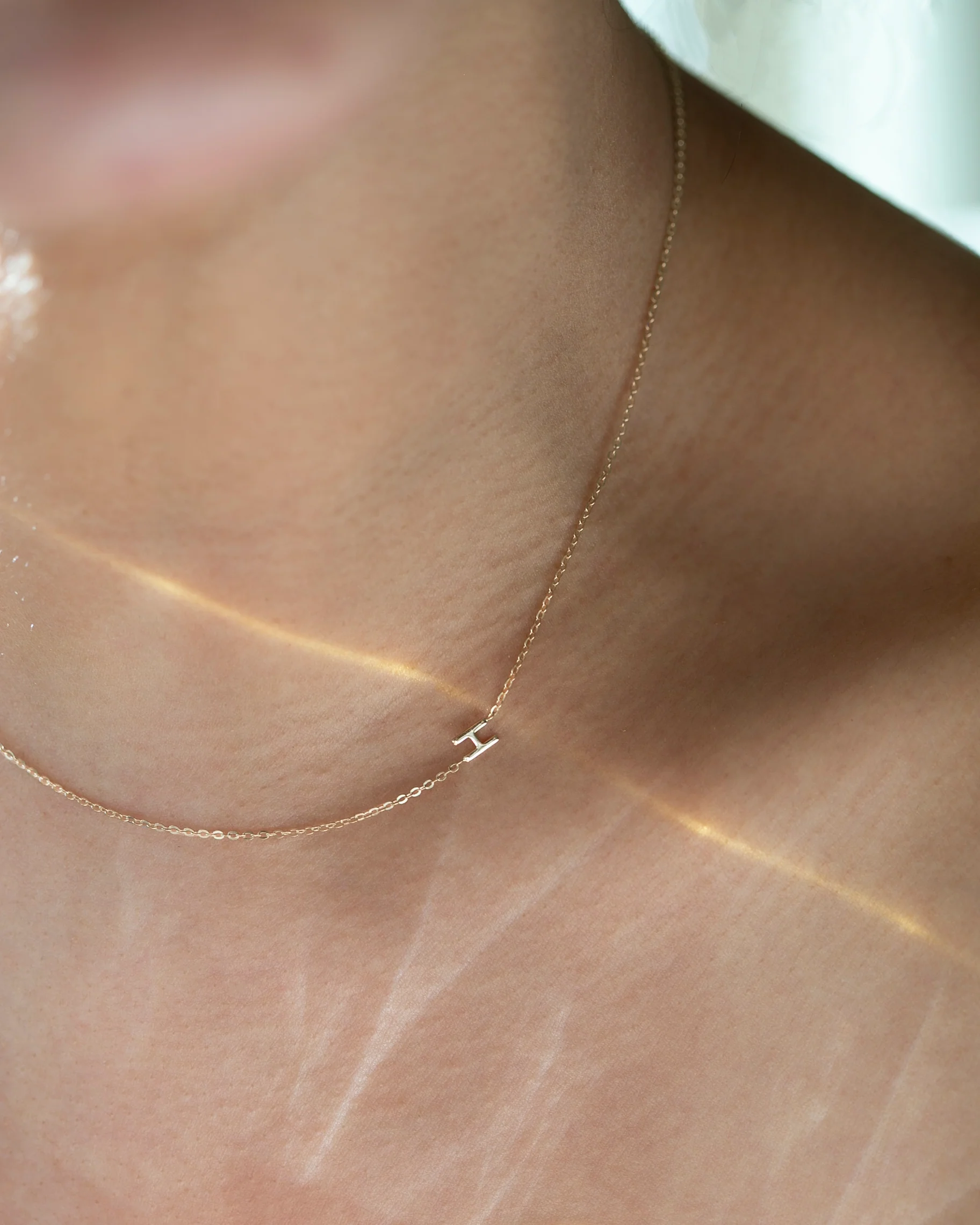 14K Sideway Initial Necklace - Image 11