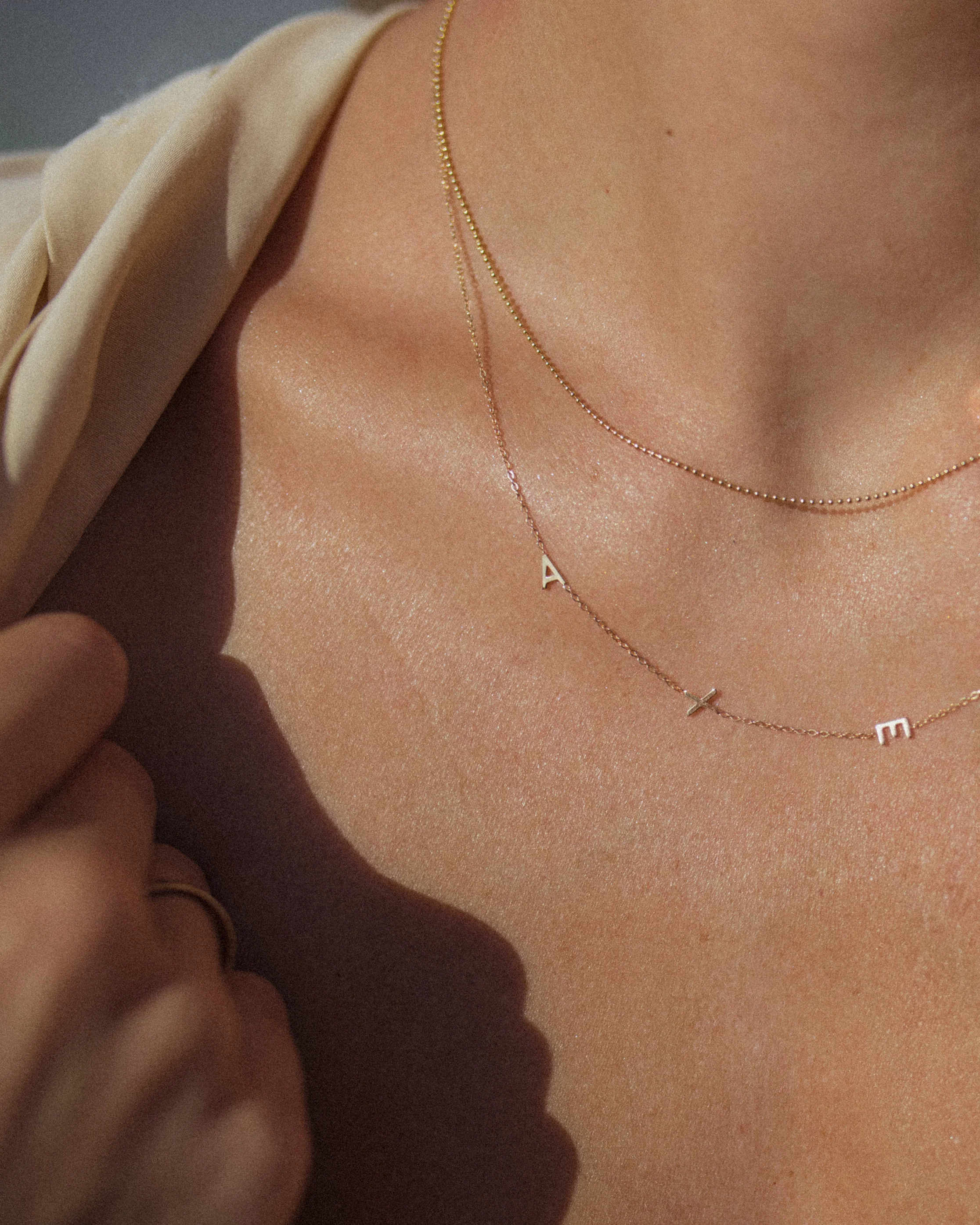 14K Sideway Initial Necklace - Image 3