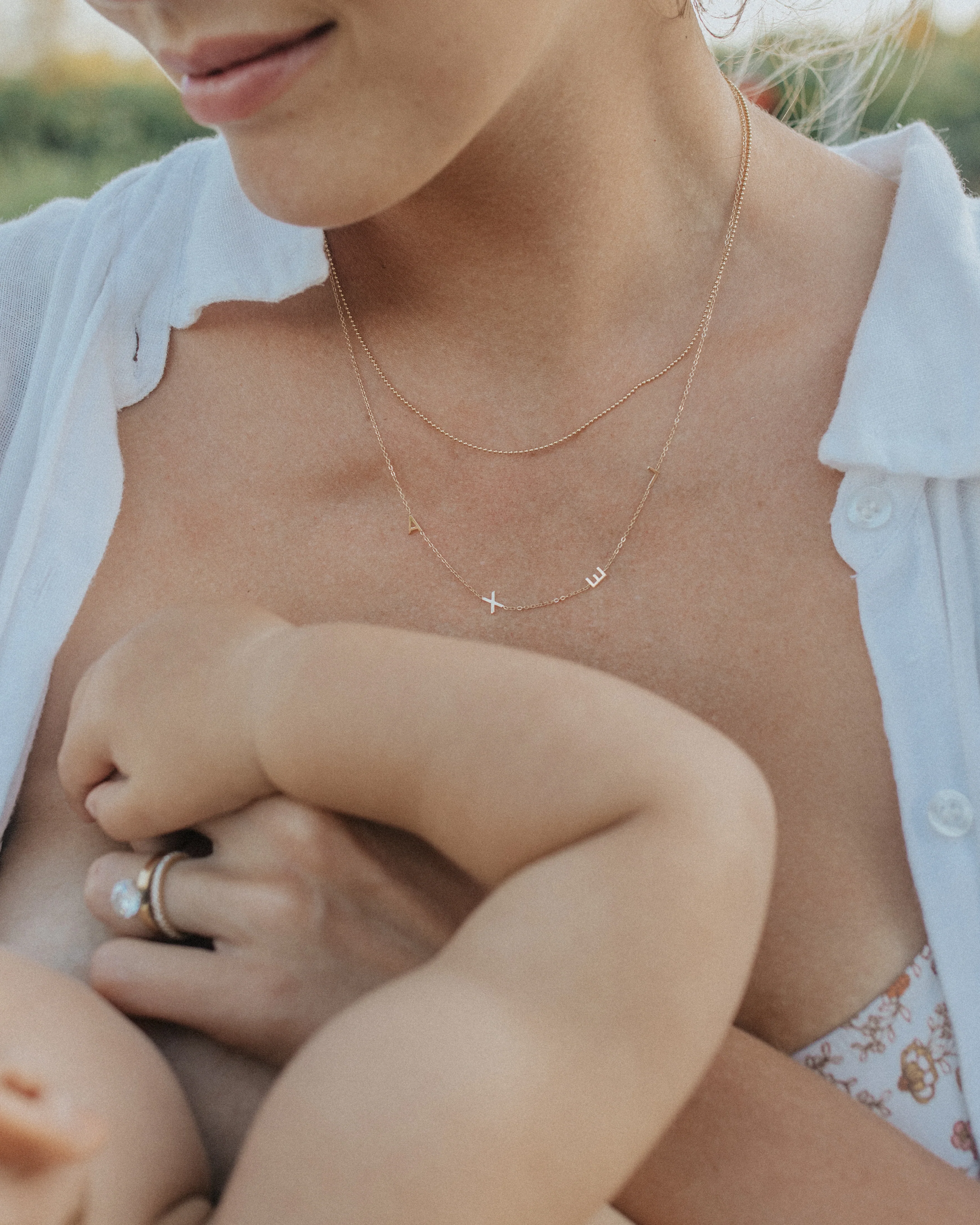 14K Sideway Initial Necklace - Image 7