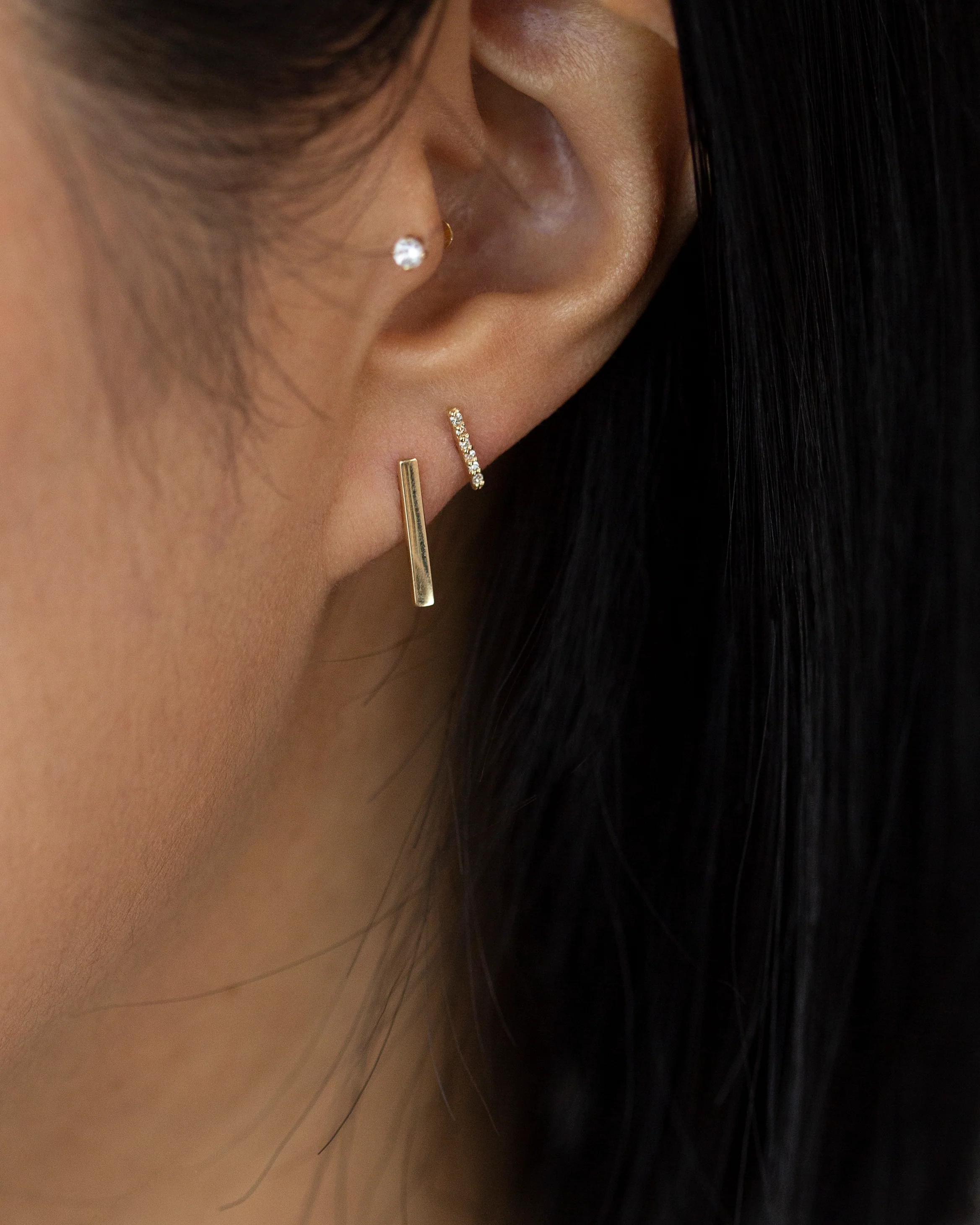 14k Simple Bar studs - Image 6