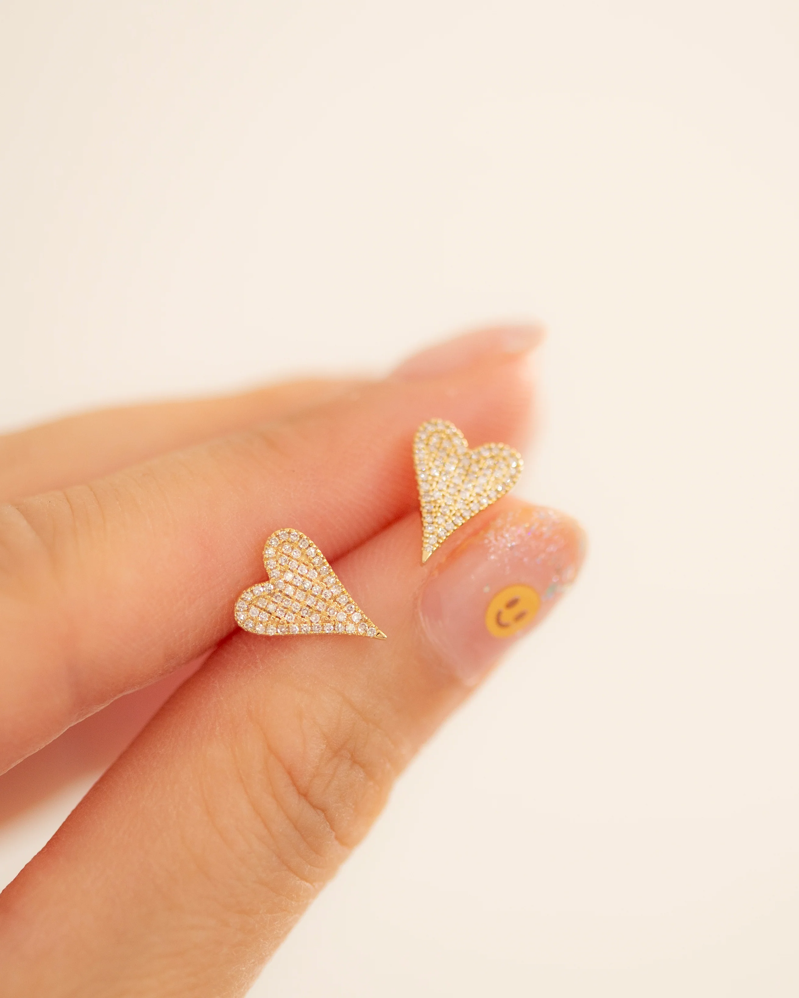 14k Small Pave Diamond Heart Earrings - Image 2