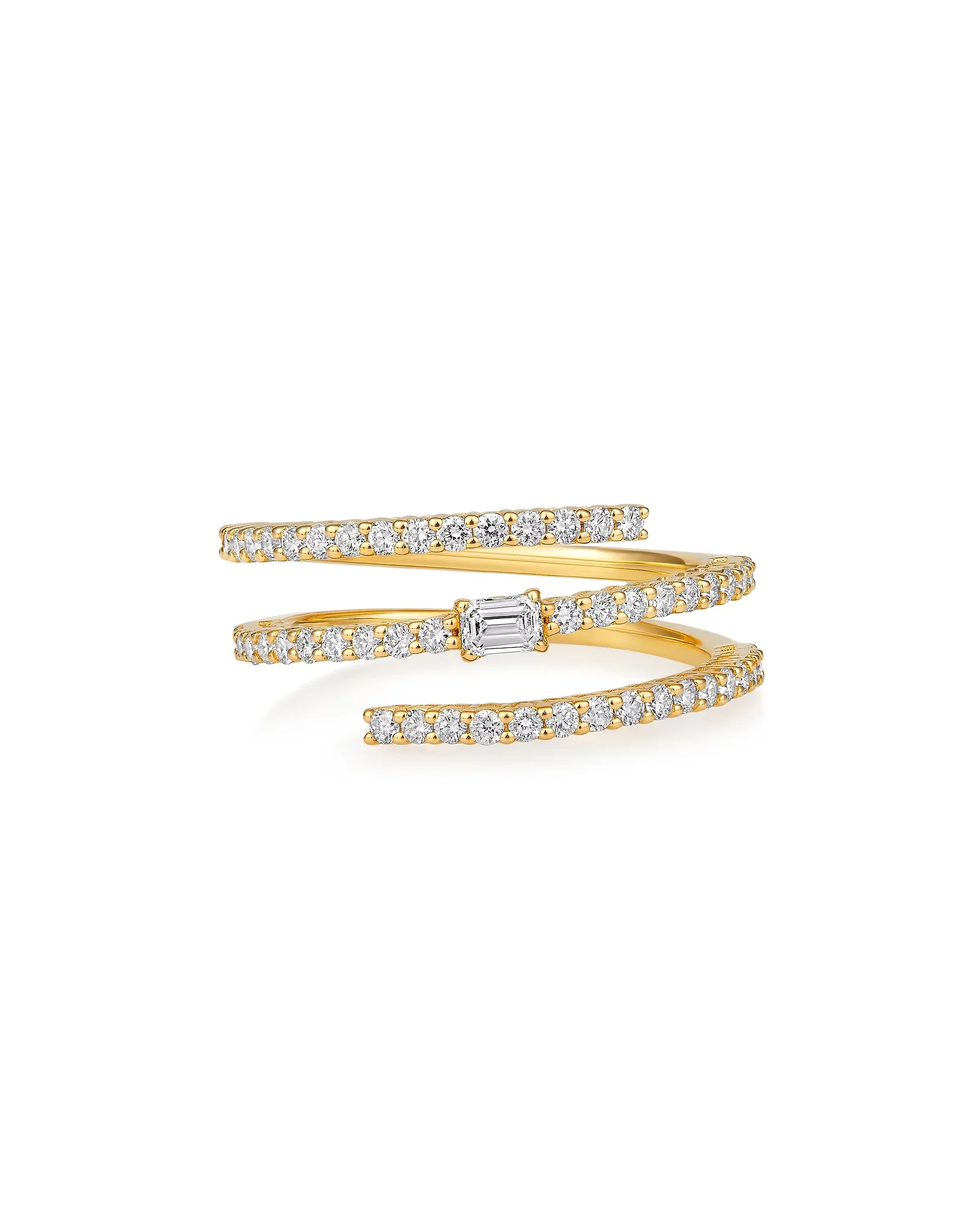 14k Solid Gold Diamond Spiral Wrap Ring