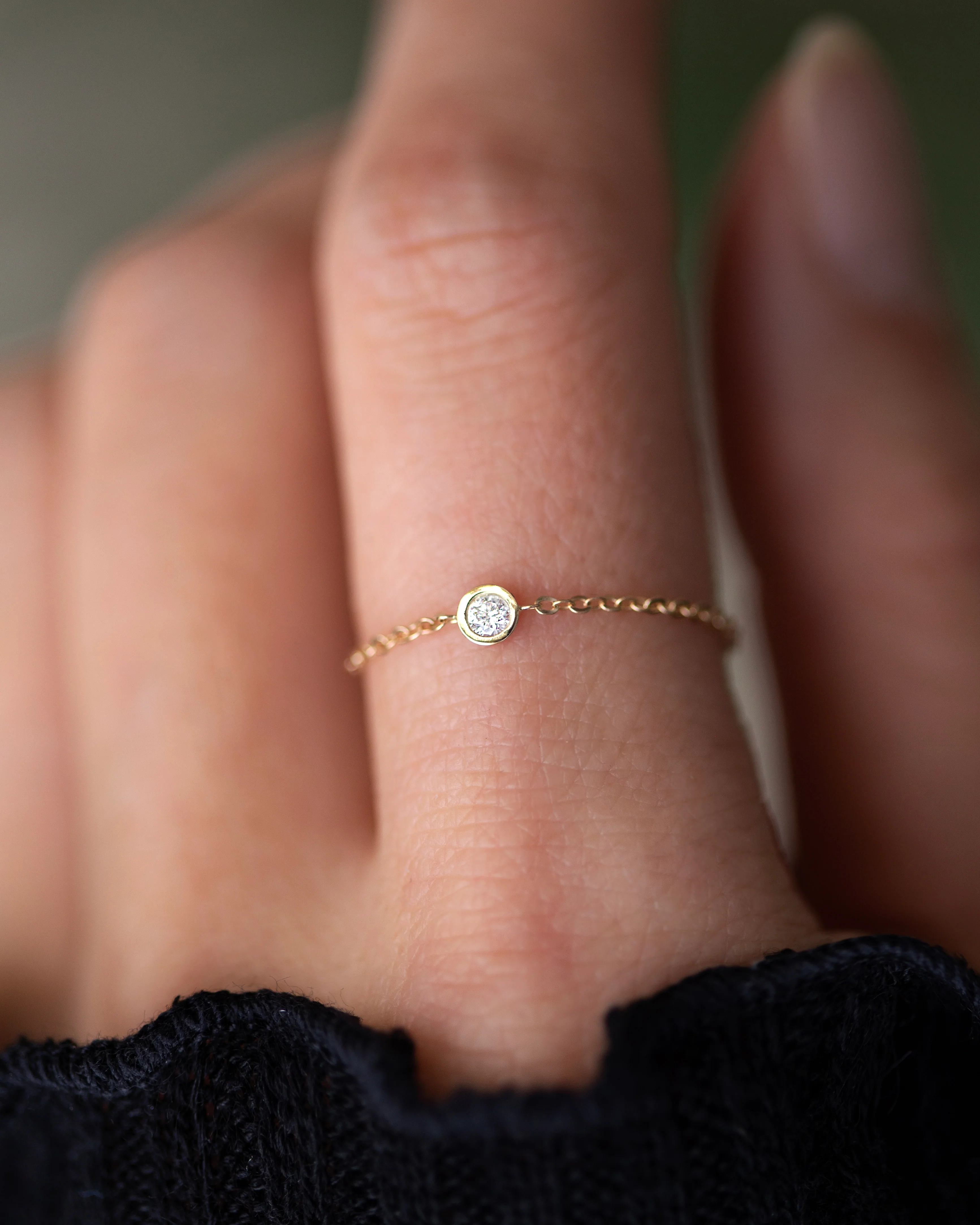 14k Solid Gold Genuine Bezel Diamond Ring - Image 3