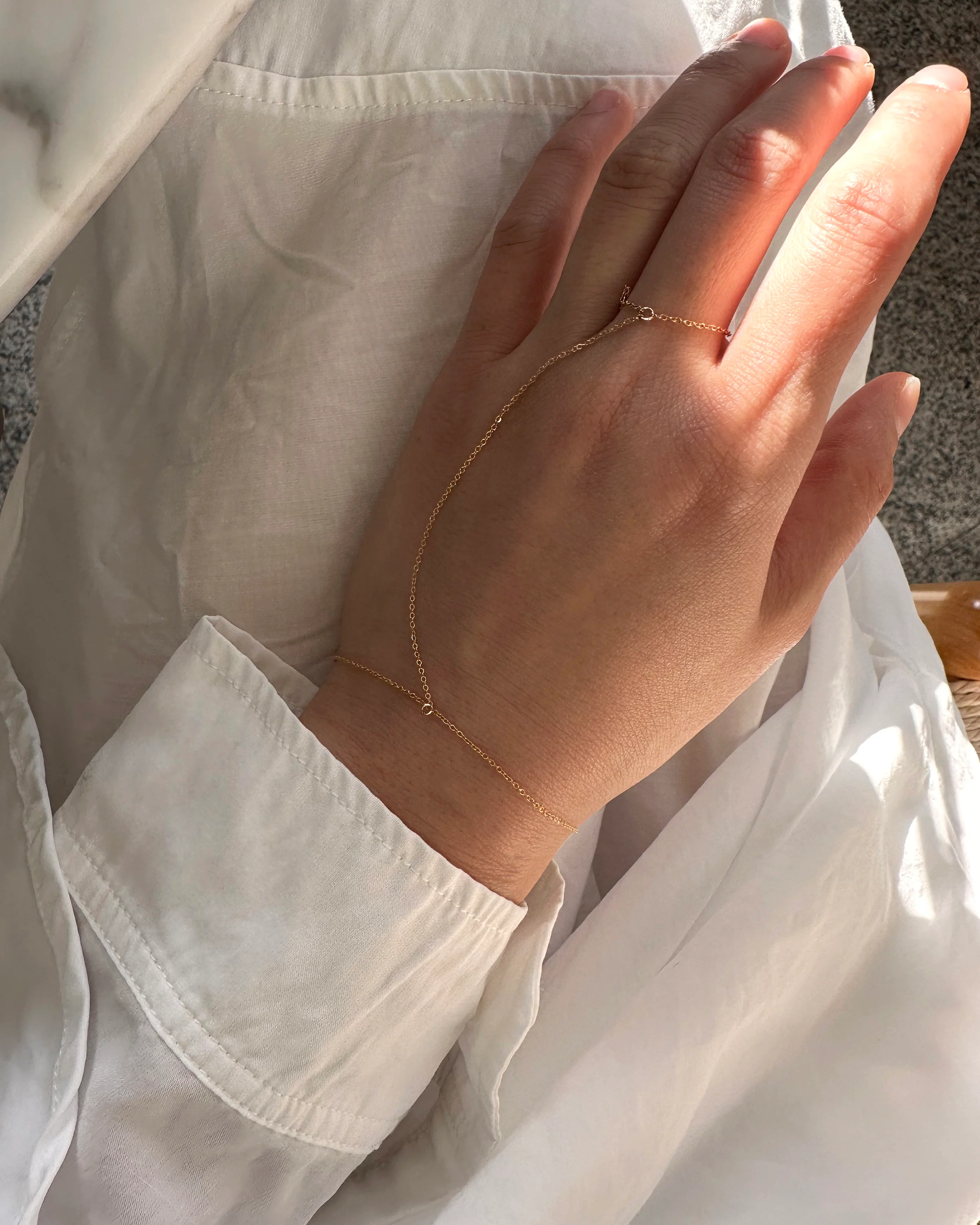 14k Solid Gold Hand Chain Bracelets - Image 2