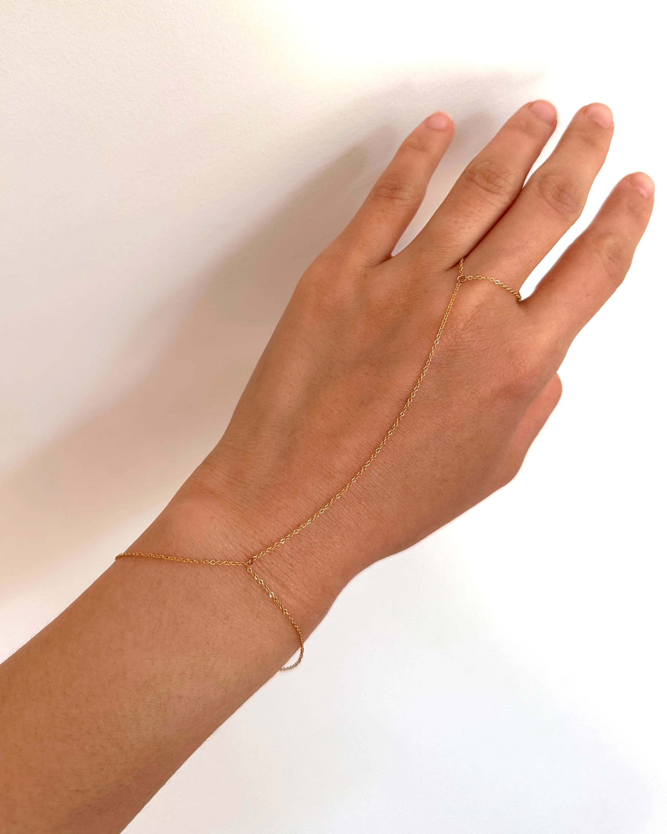 14k Solid Gold Hand Chain Bracelets - Image 3