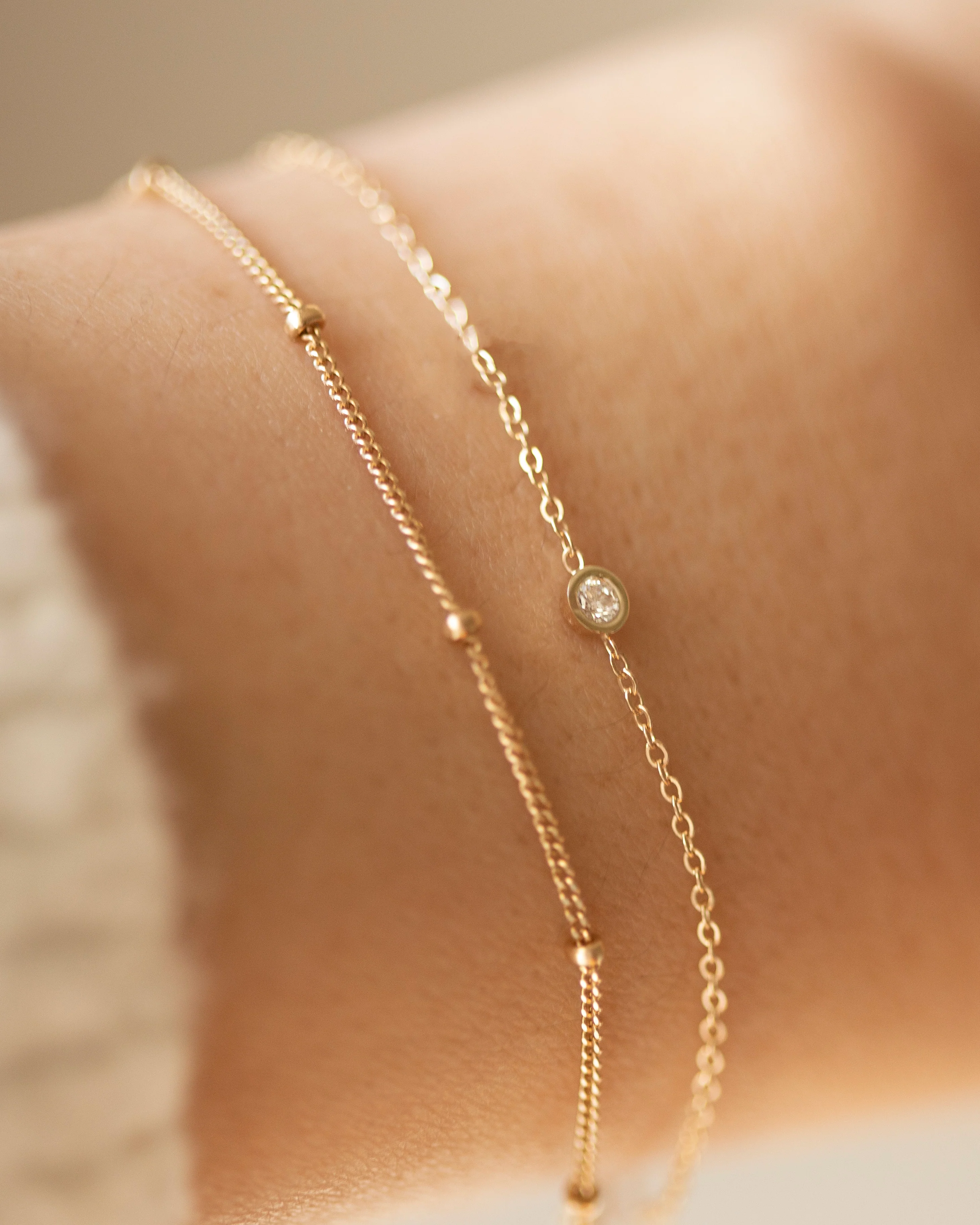 14k Solid Gold Satellite Bracelet - Image 4