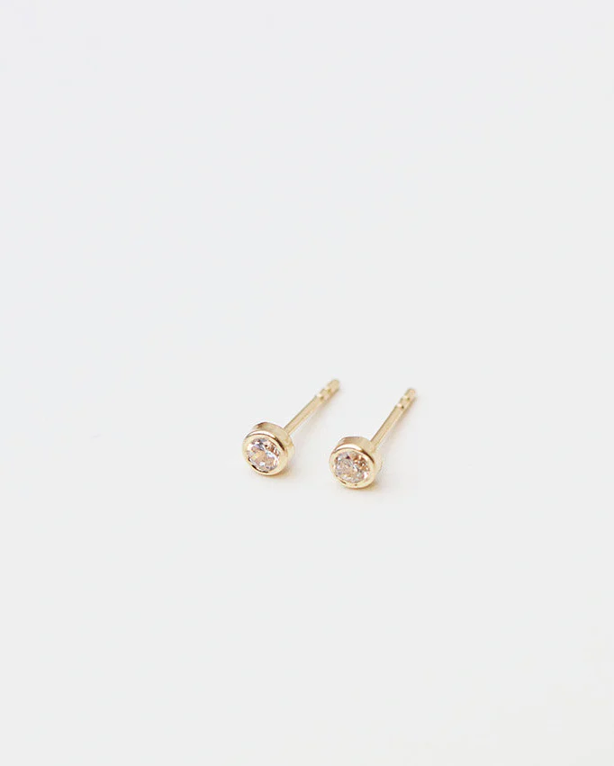 14K Solitaire Stud Earrings - Image 3