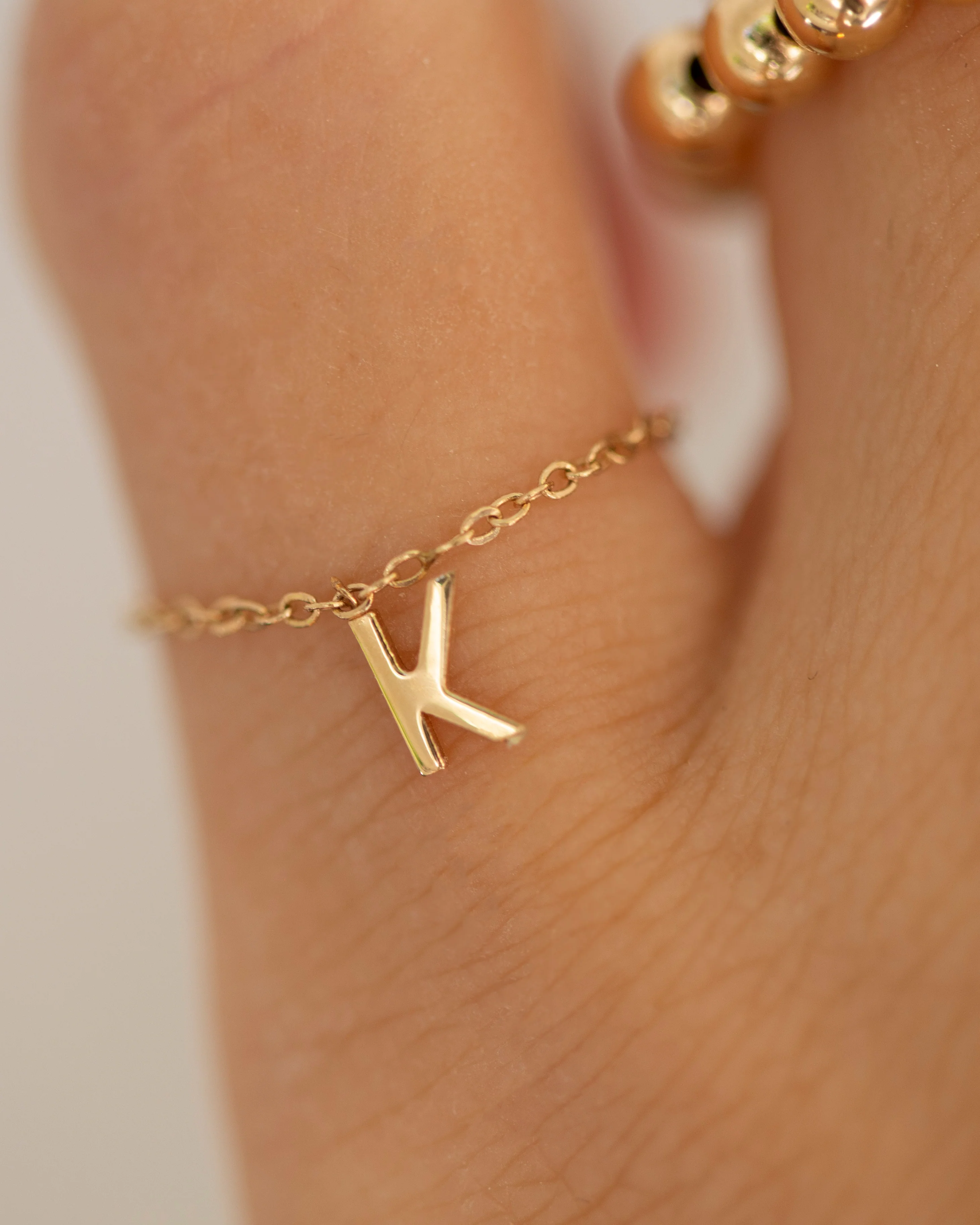 14k Super Dainty Chain Ring with Initial