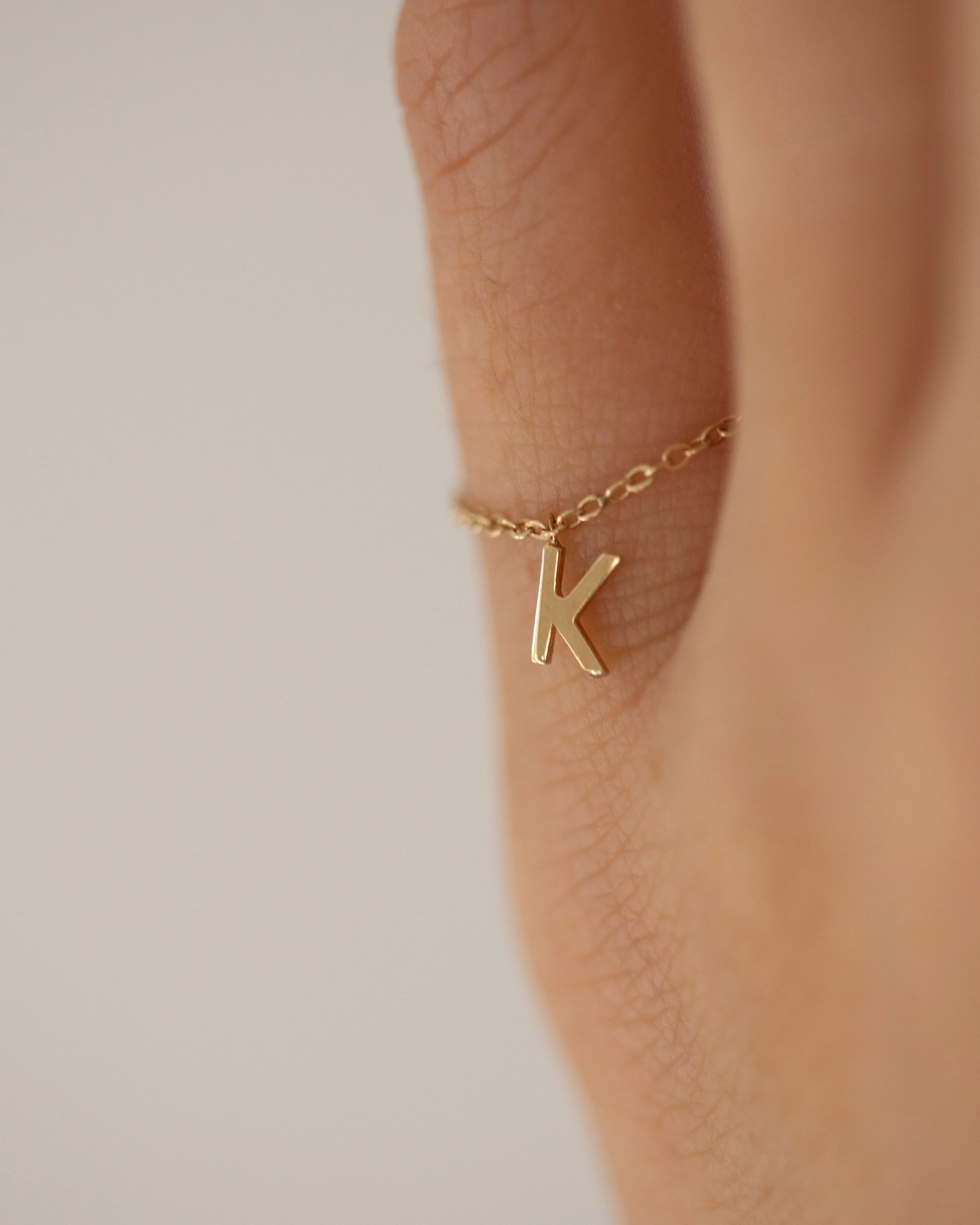 14k Super Dainty Chain Ring with Initial - Image 4